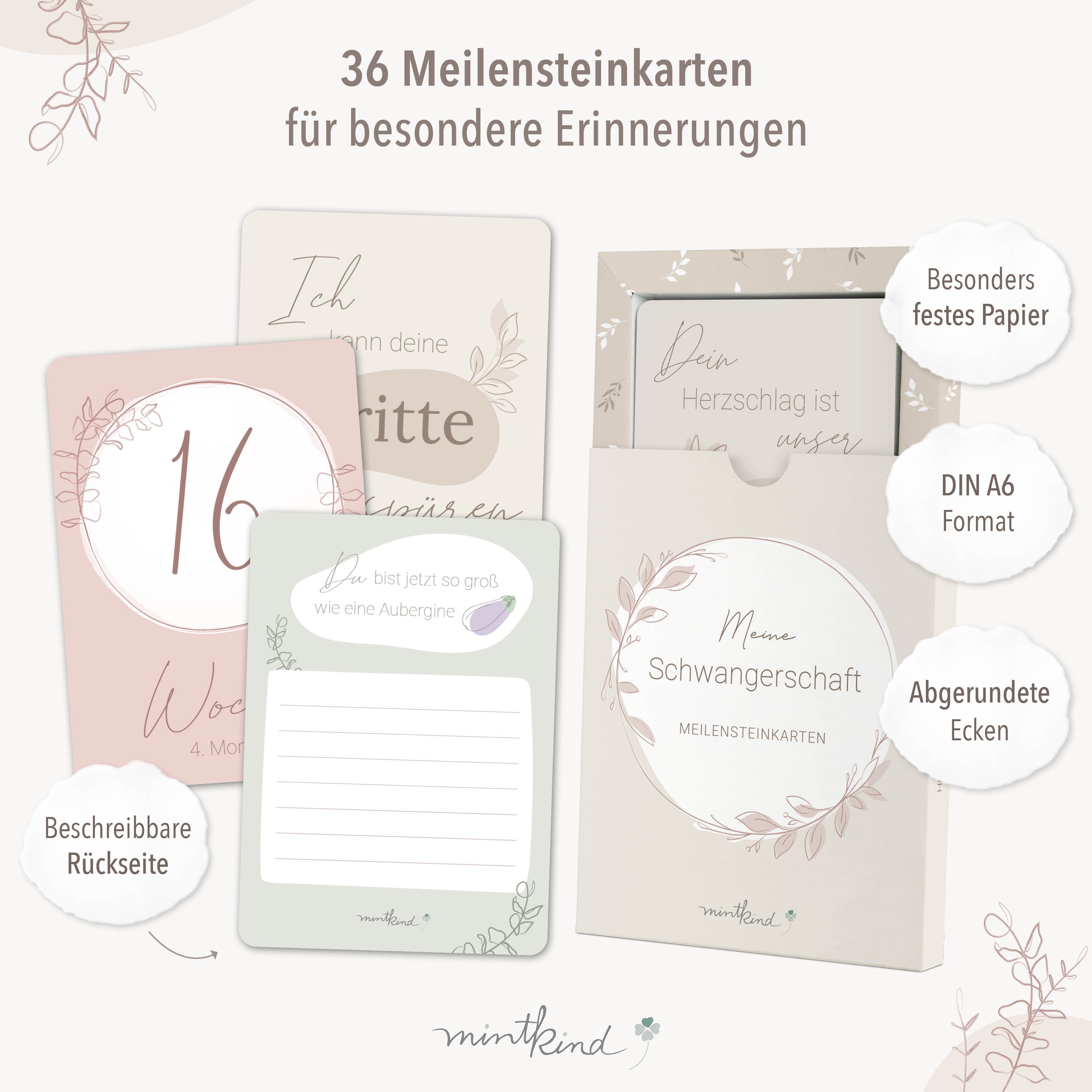 Meilensteinkarten Schwangerschaft Beige