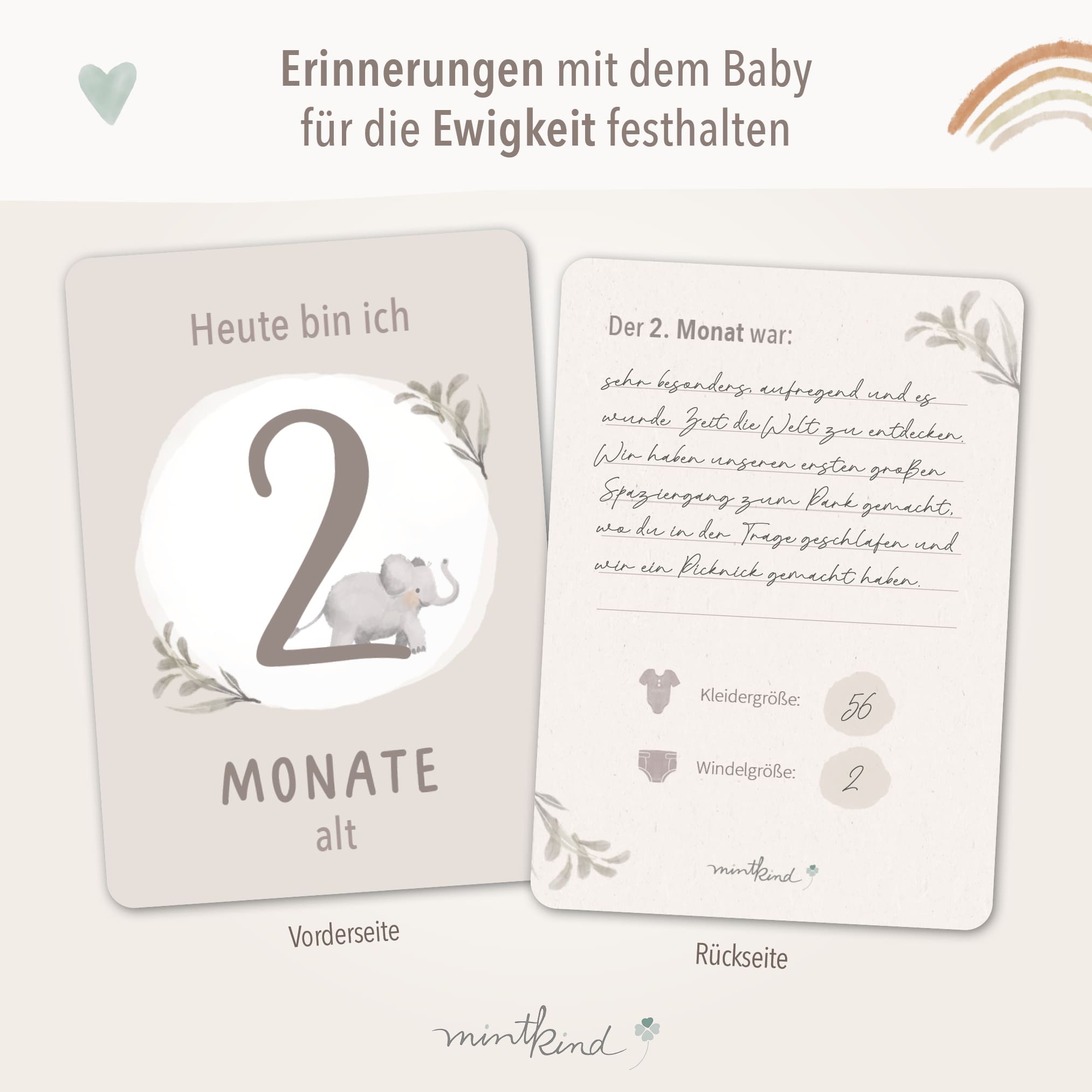 Meilensteinkarten Baby Tiere