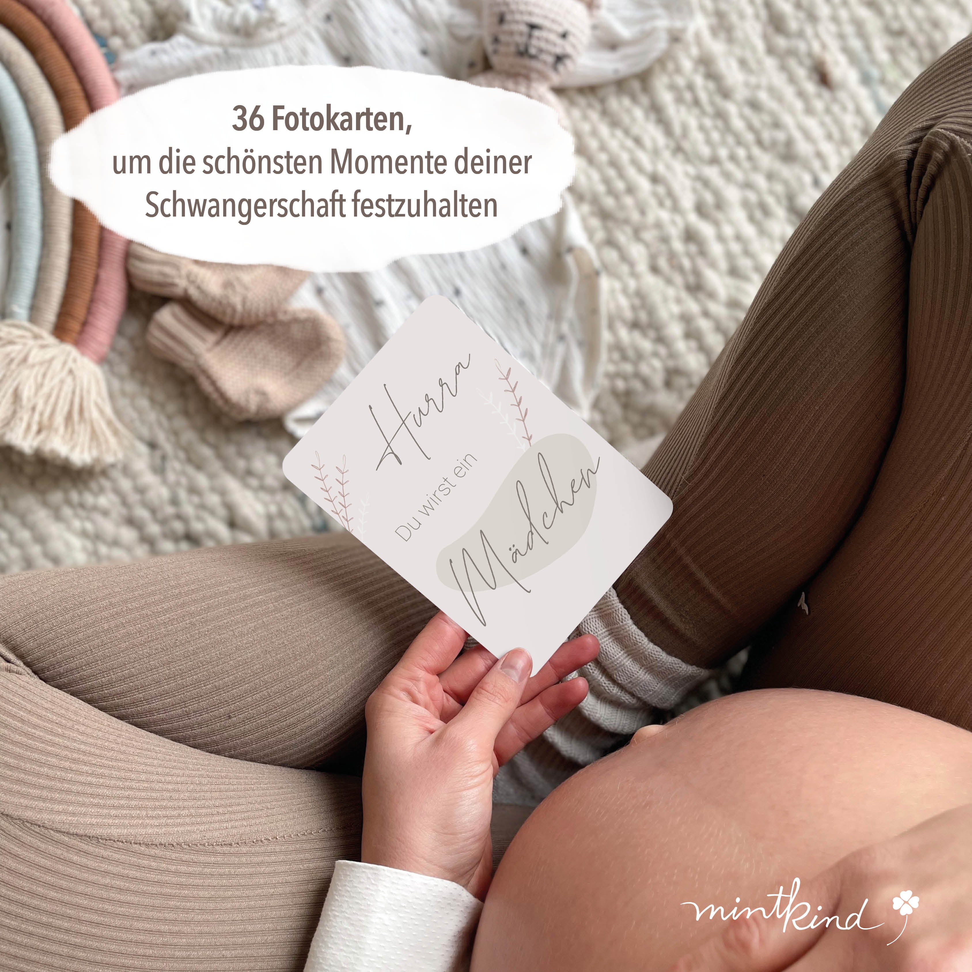 Meilensteinkarten Schwangerschaft Beige
