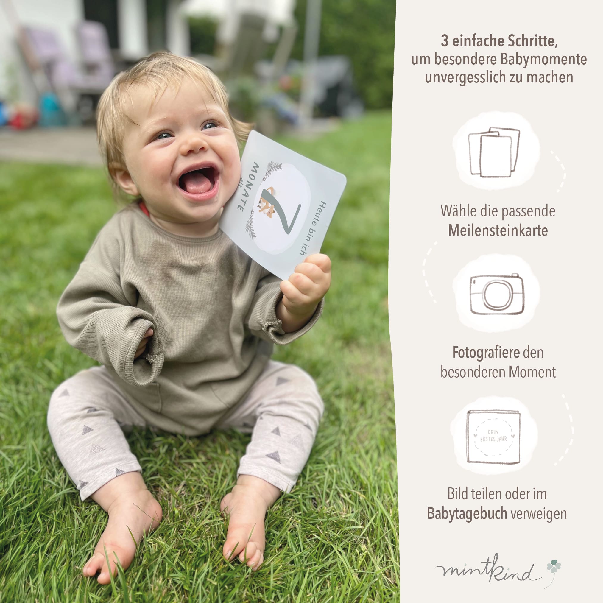 Meilensteinkarten Baby Tiere