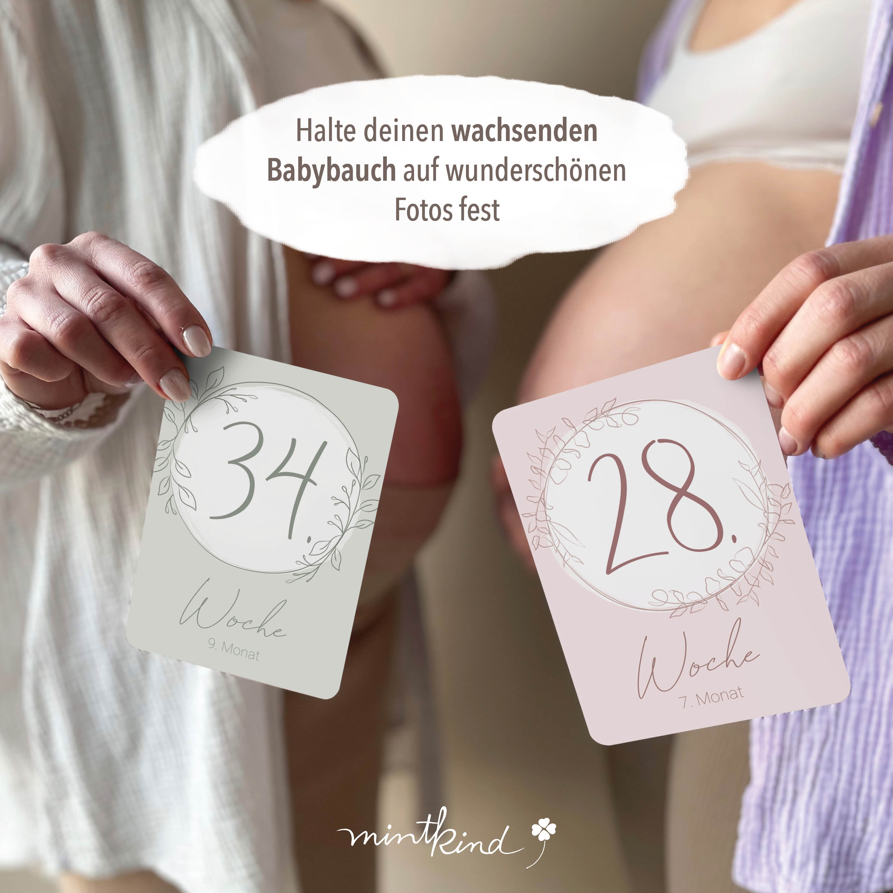 Meilensteinkarten Schwangerschaft Beige