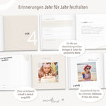 Erinnerungsbuch 18 Jahre Kindheit - Streifen Beige