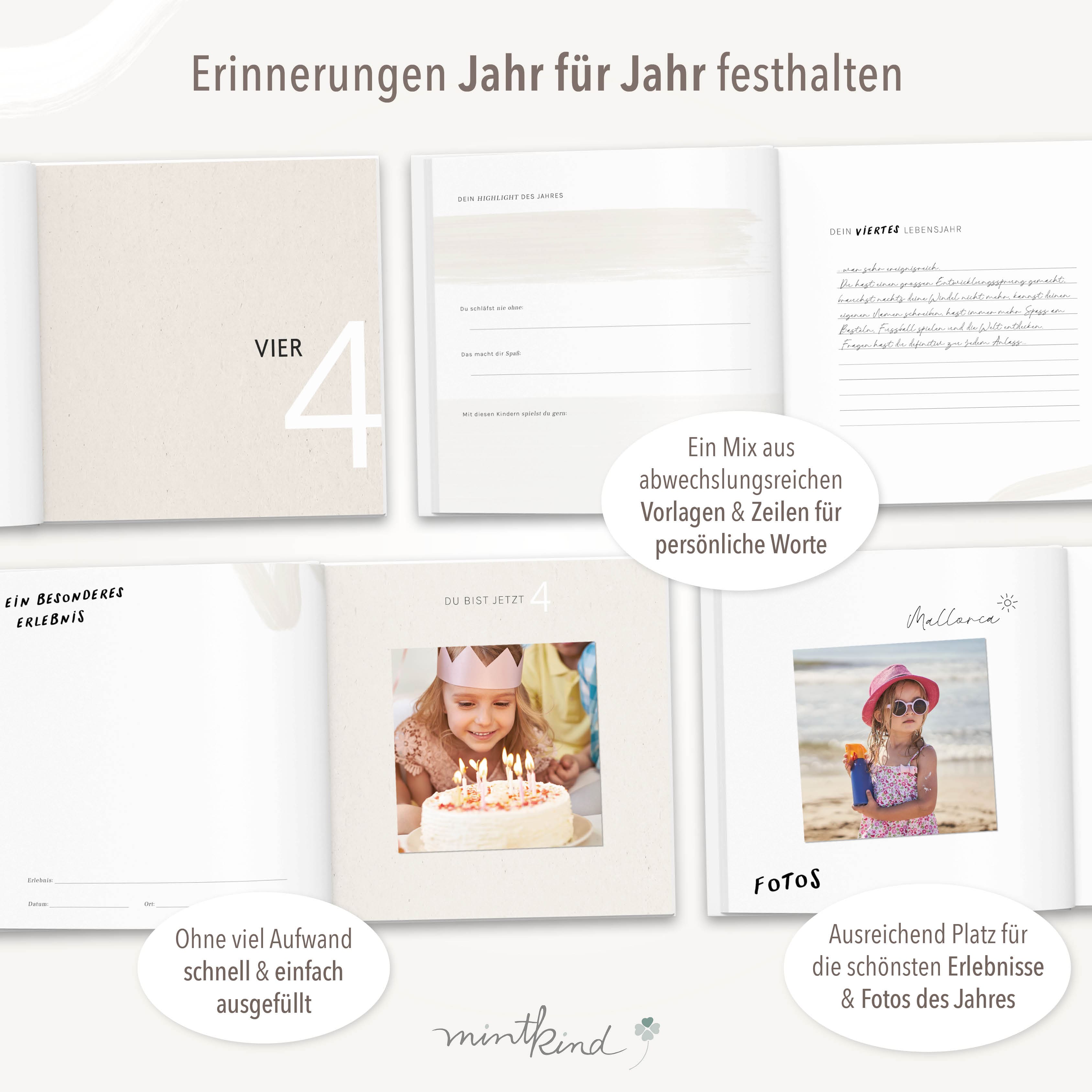 Erinnerungsbuch 18 Jahre Kindheit - Streifen Blau