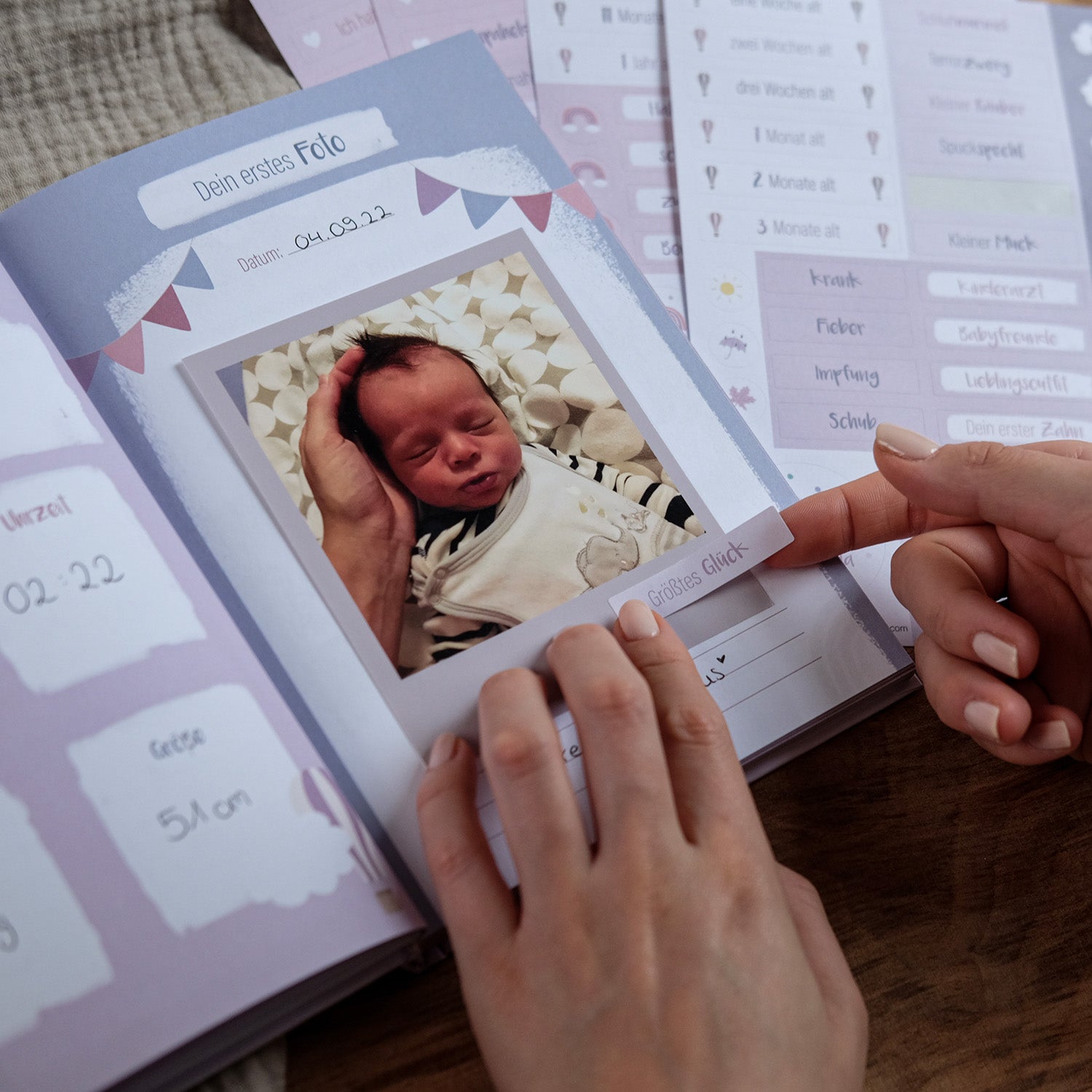 Baby-Tagebuch „Babys erstes Jahr" - Alpaka mit Stickern