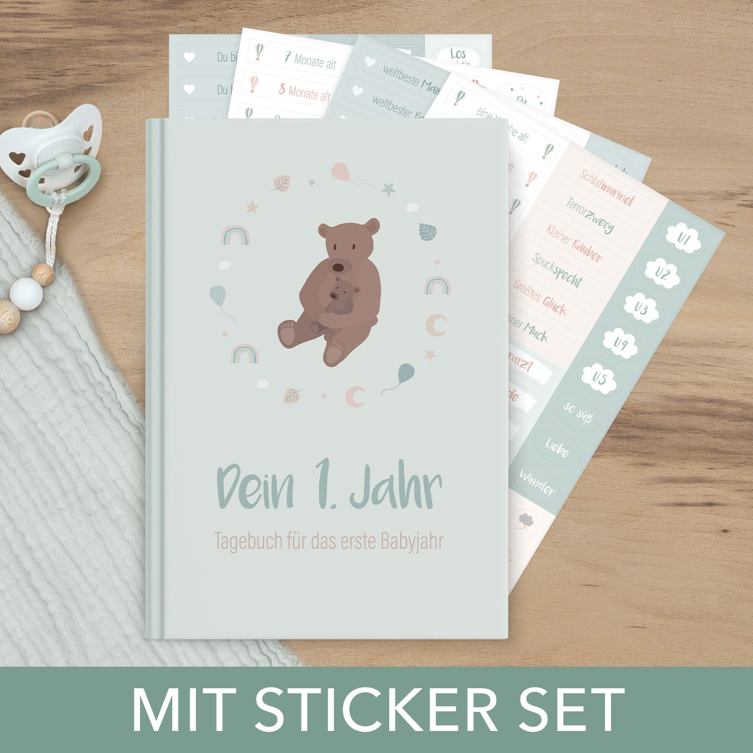 Baby-Tagebuch „Babys erstes Jahr" - Bär mit Sticker