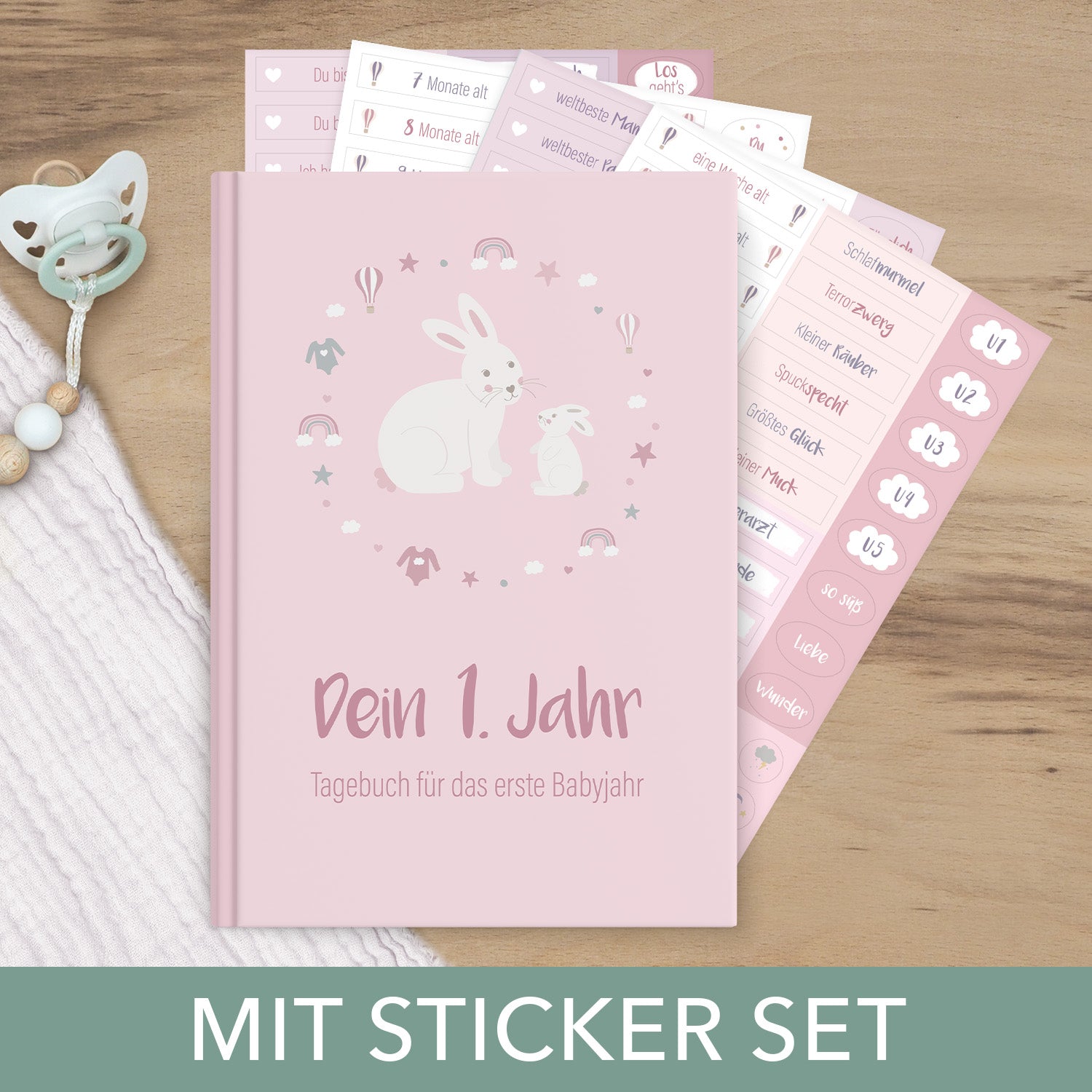 Baby-Tagebuch „Babys erstes Jahr" - Hase mit Sticker