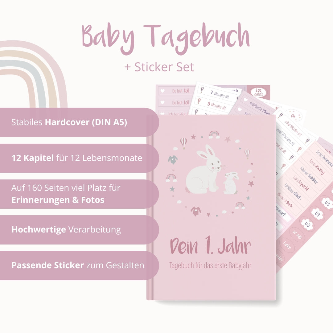 Baby-Tagebuch „Babys erstes Jahr" - Hase mit Sticker