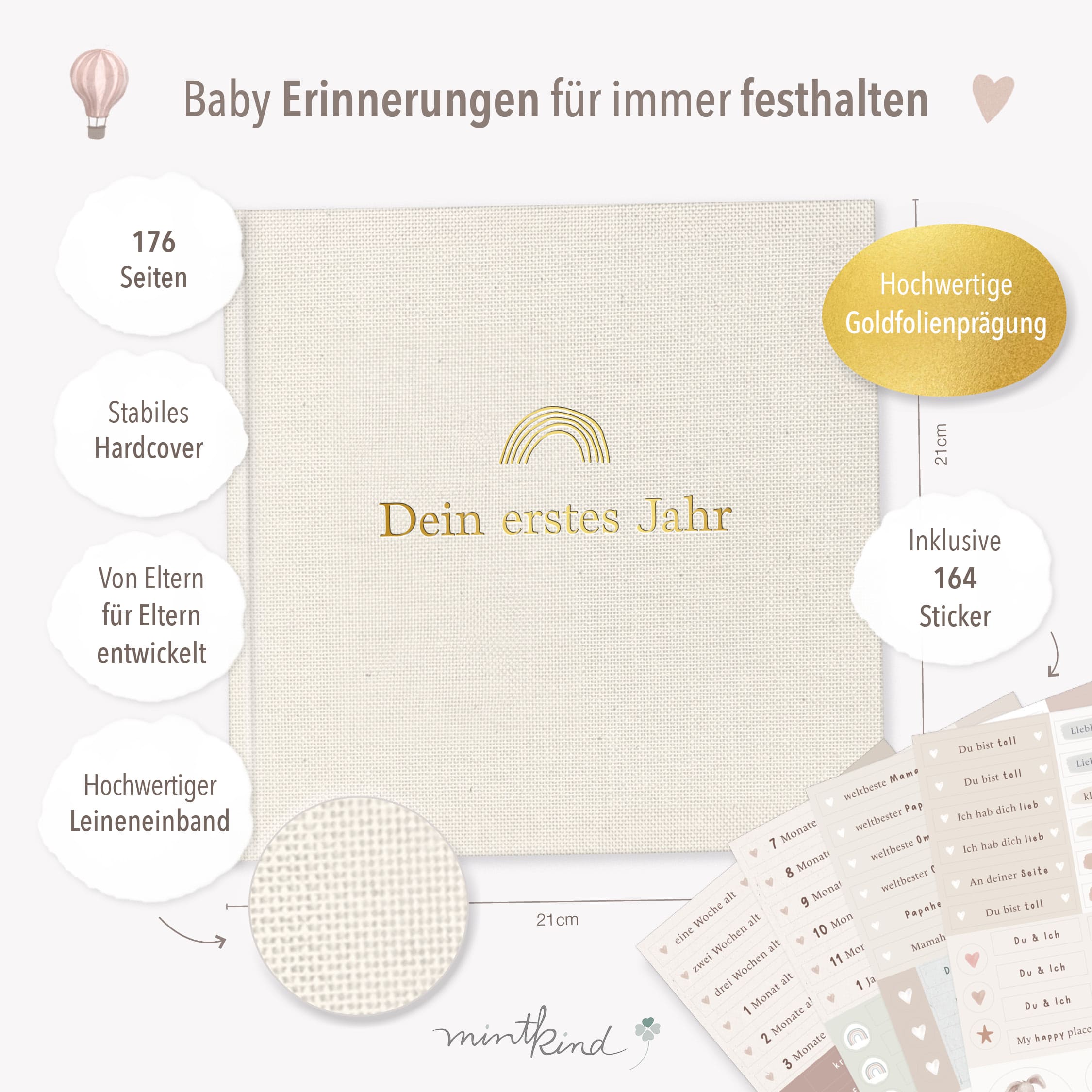 Babytagebuch „Mein erstes Lebensjahr" - Leinen
