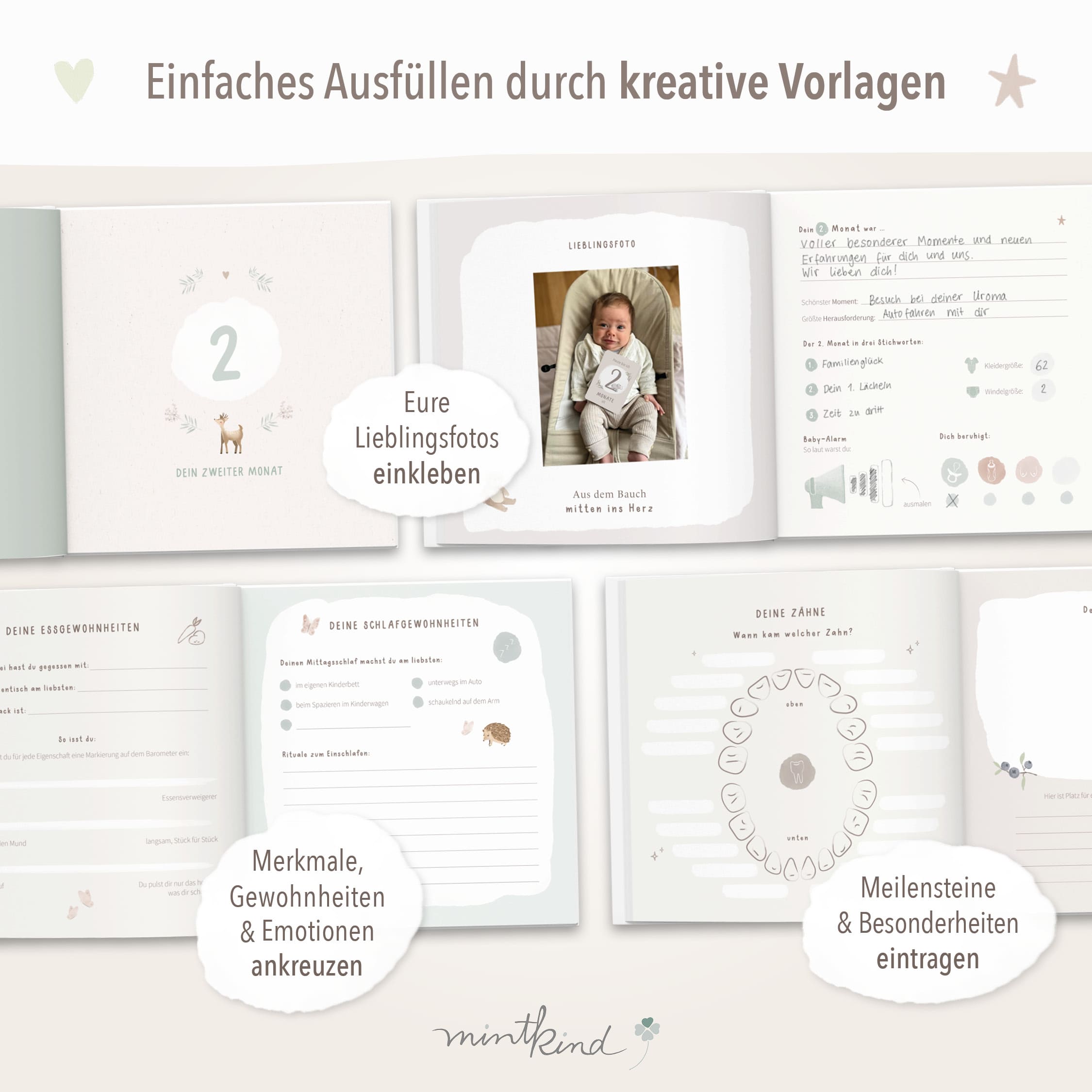 Babytagebuch Dein Erstes Jahr Beige Streifen 