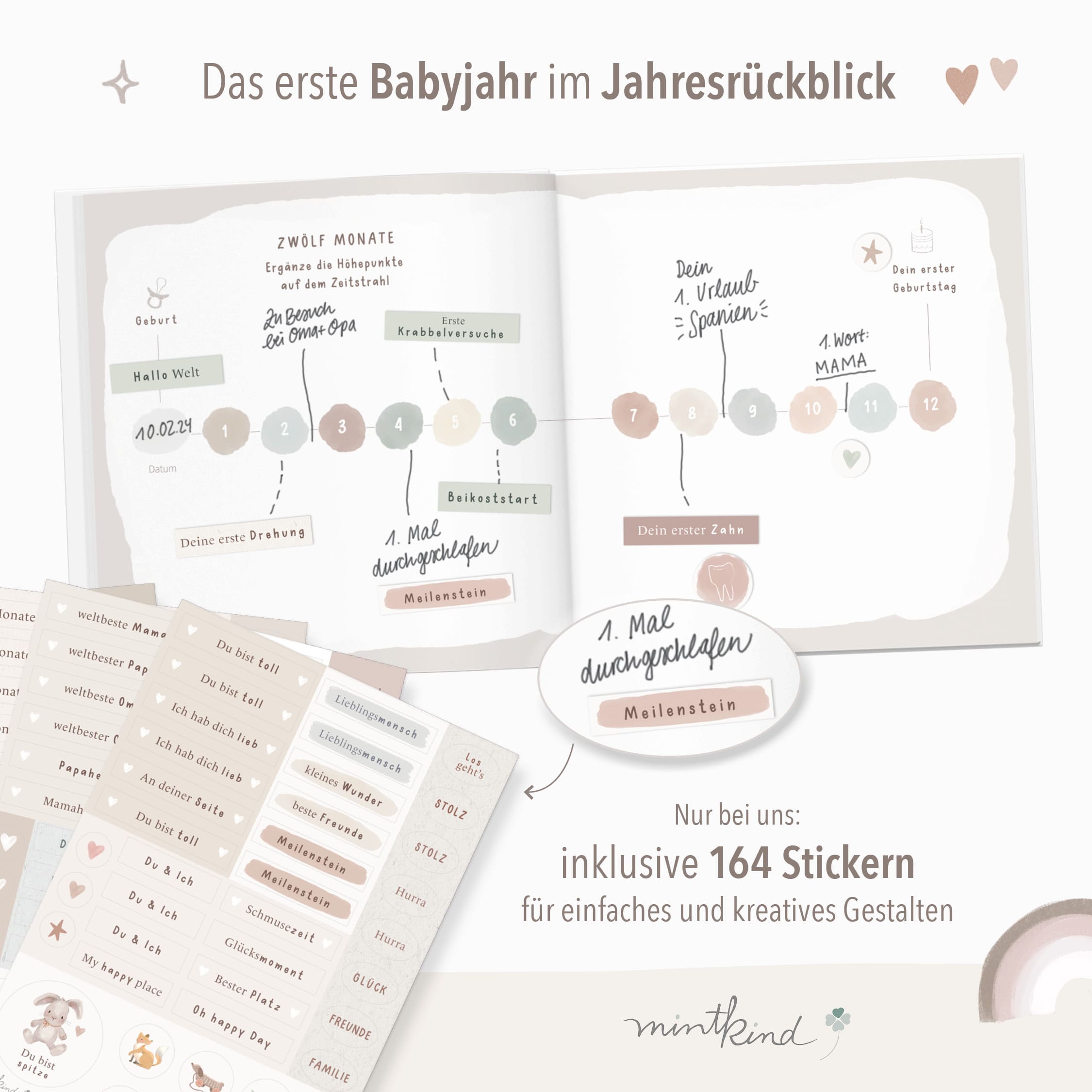 Babytagebuch Dein Erstes Jahr Beige Streifen 