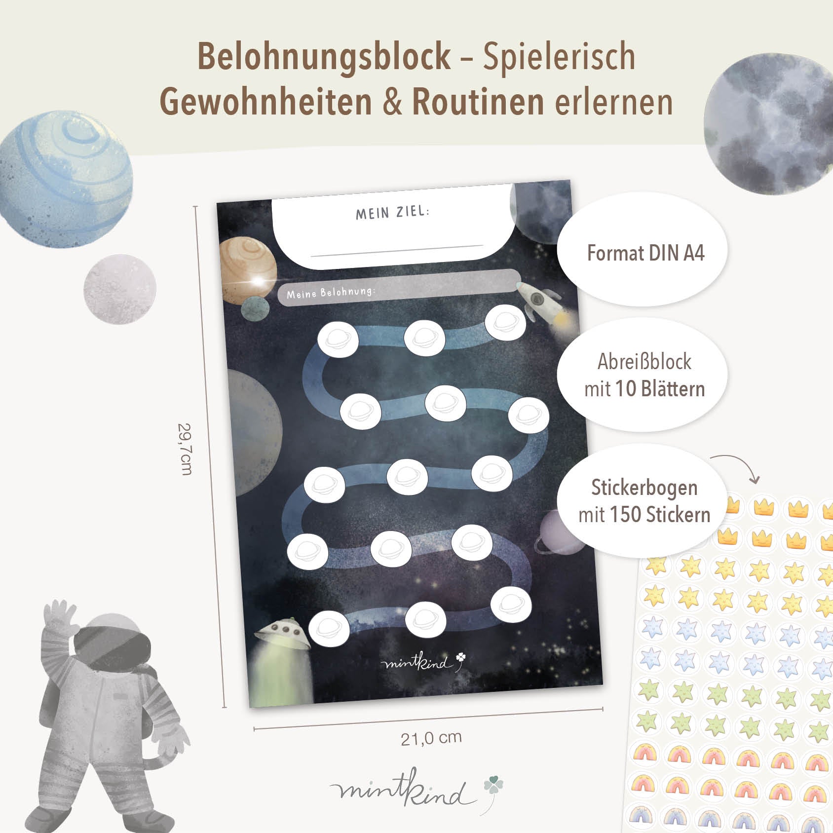 Belohnungsblock Motivationsblock Weltraum