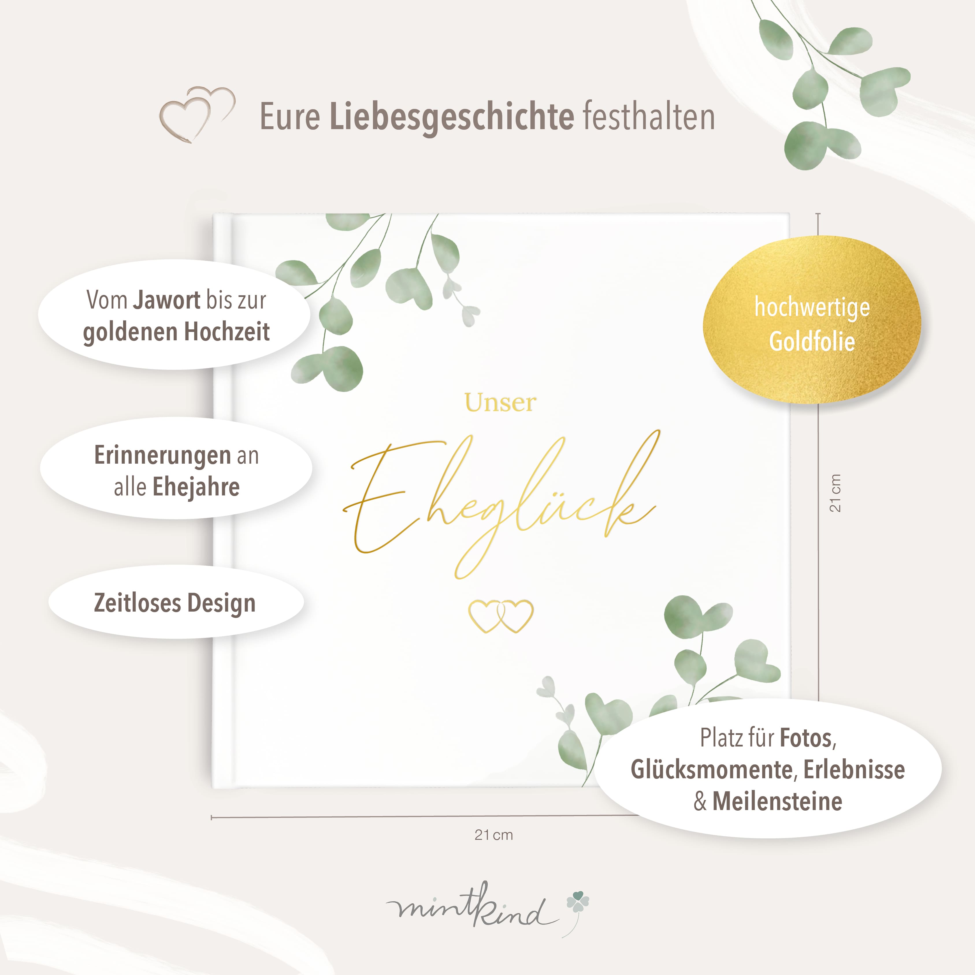Erinnerungsbuch Hochzeitstage Greenery