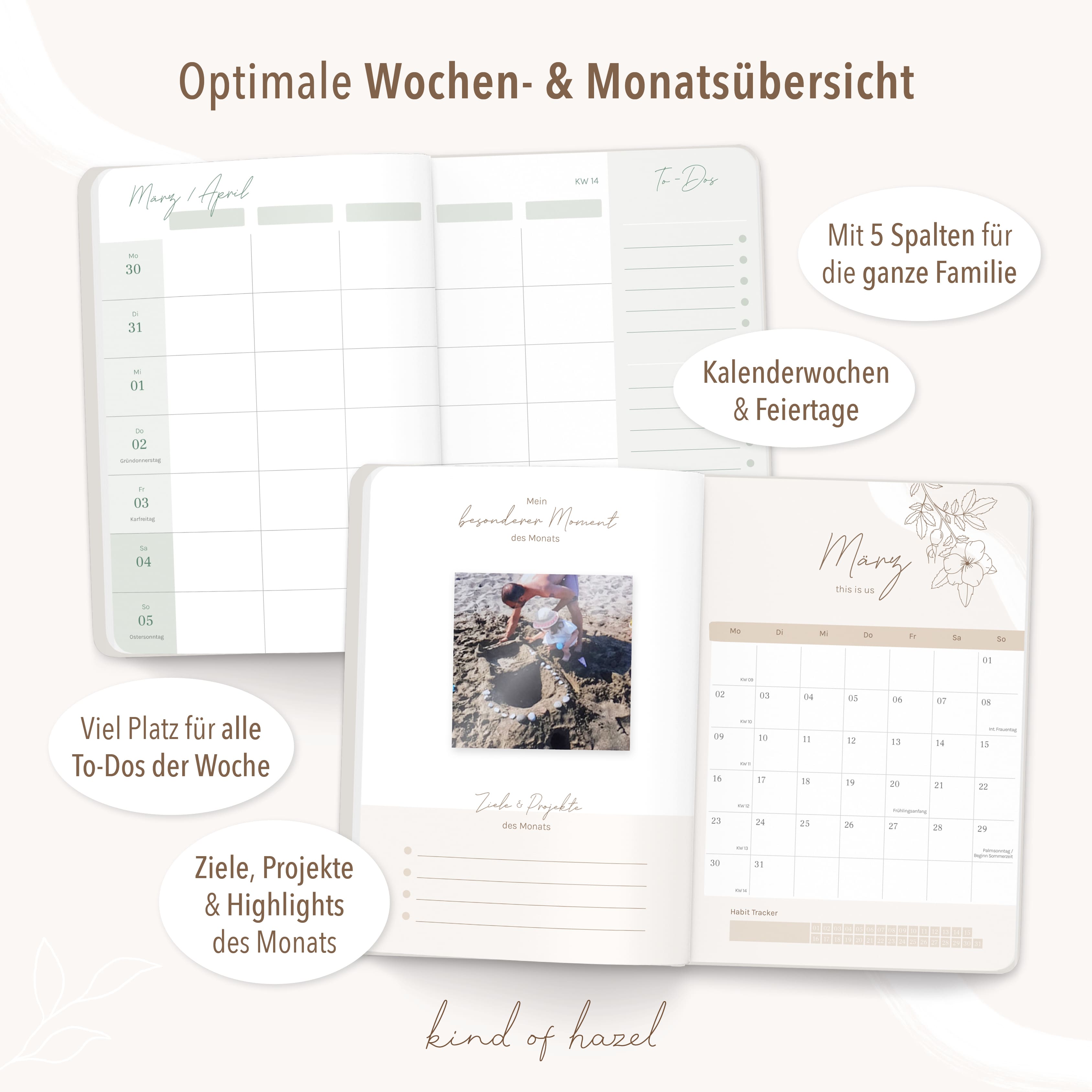 Buchkalender Familie 2026 A5 1 Woche 2 Seiten