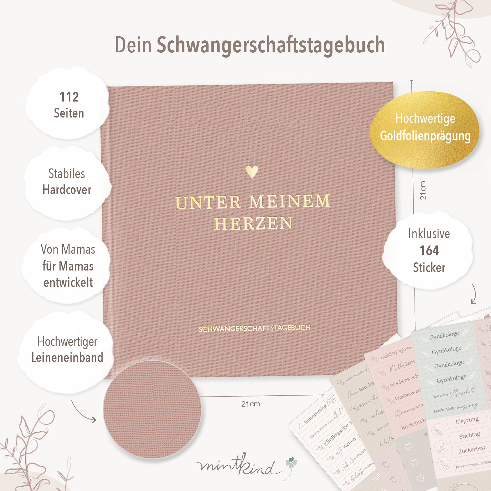 Geschenk Schwangerschaft Leinen Rosa