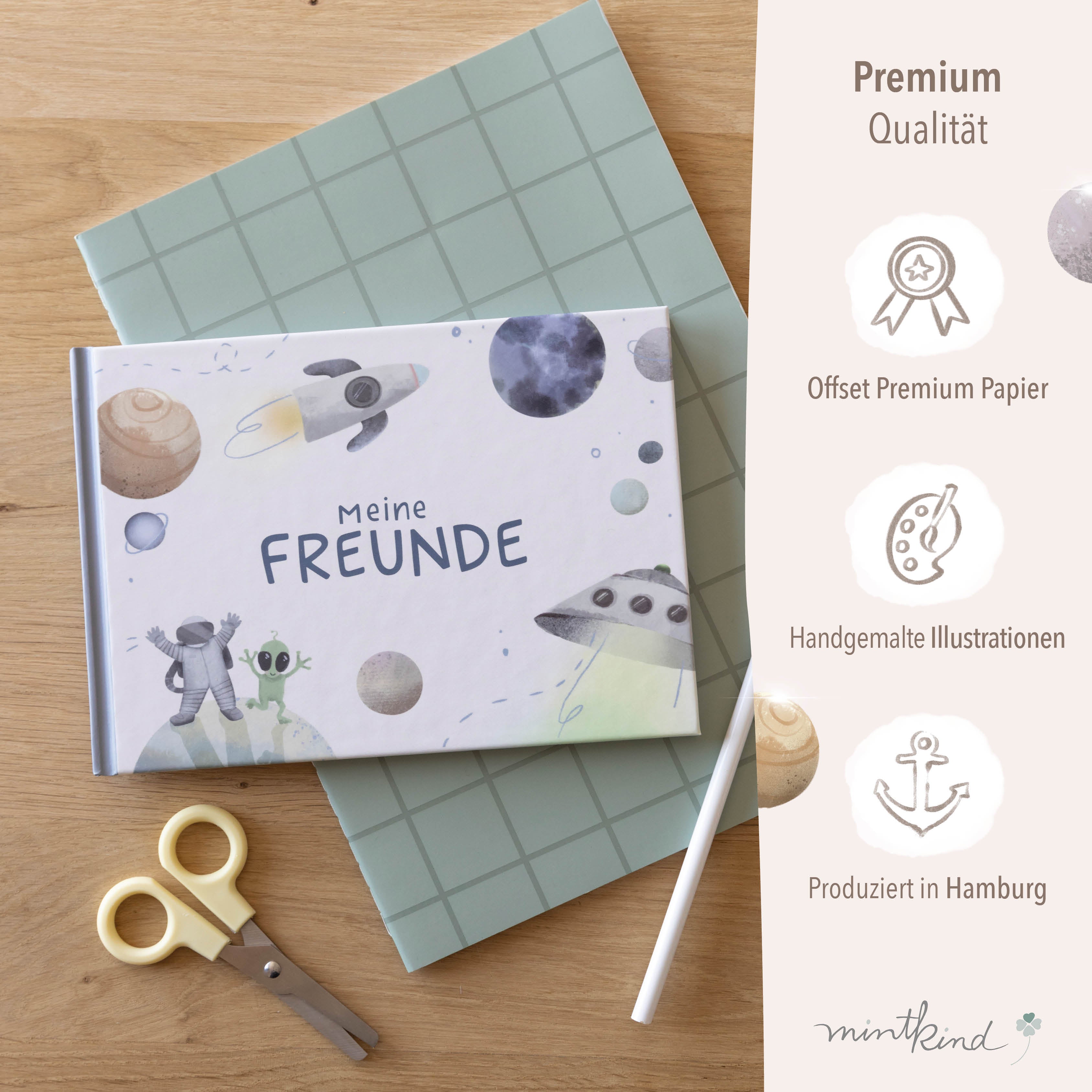 Freundebuch im Weltall-Design Beige