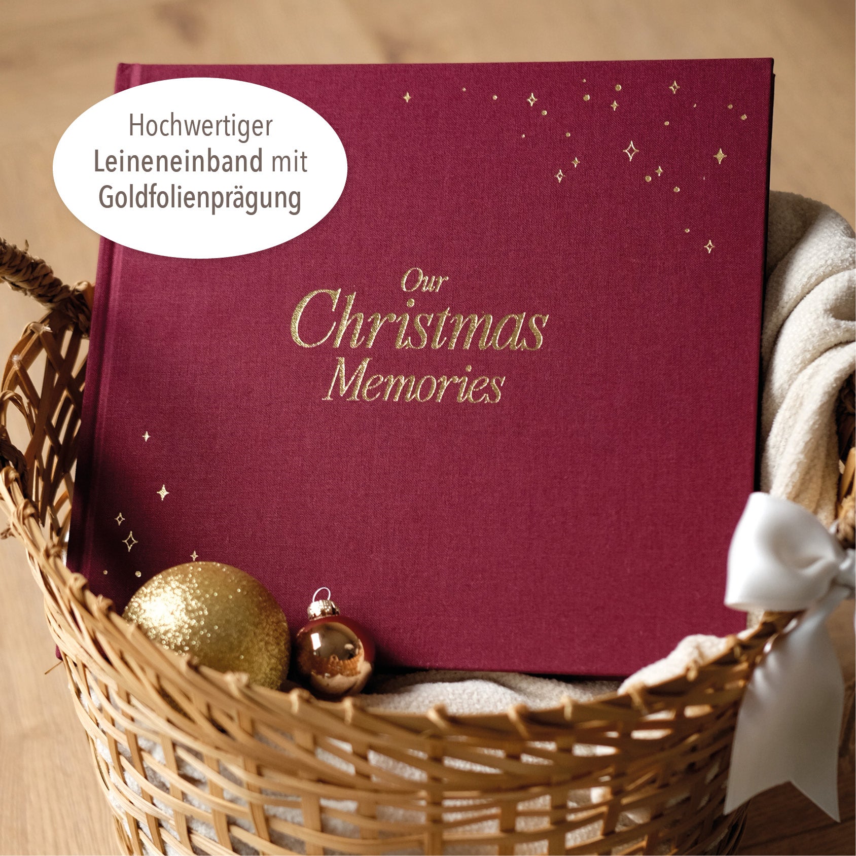 Erinnerungsbuch Weihnachten Familien rot
