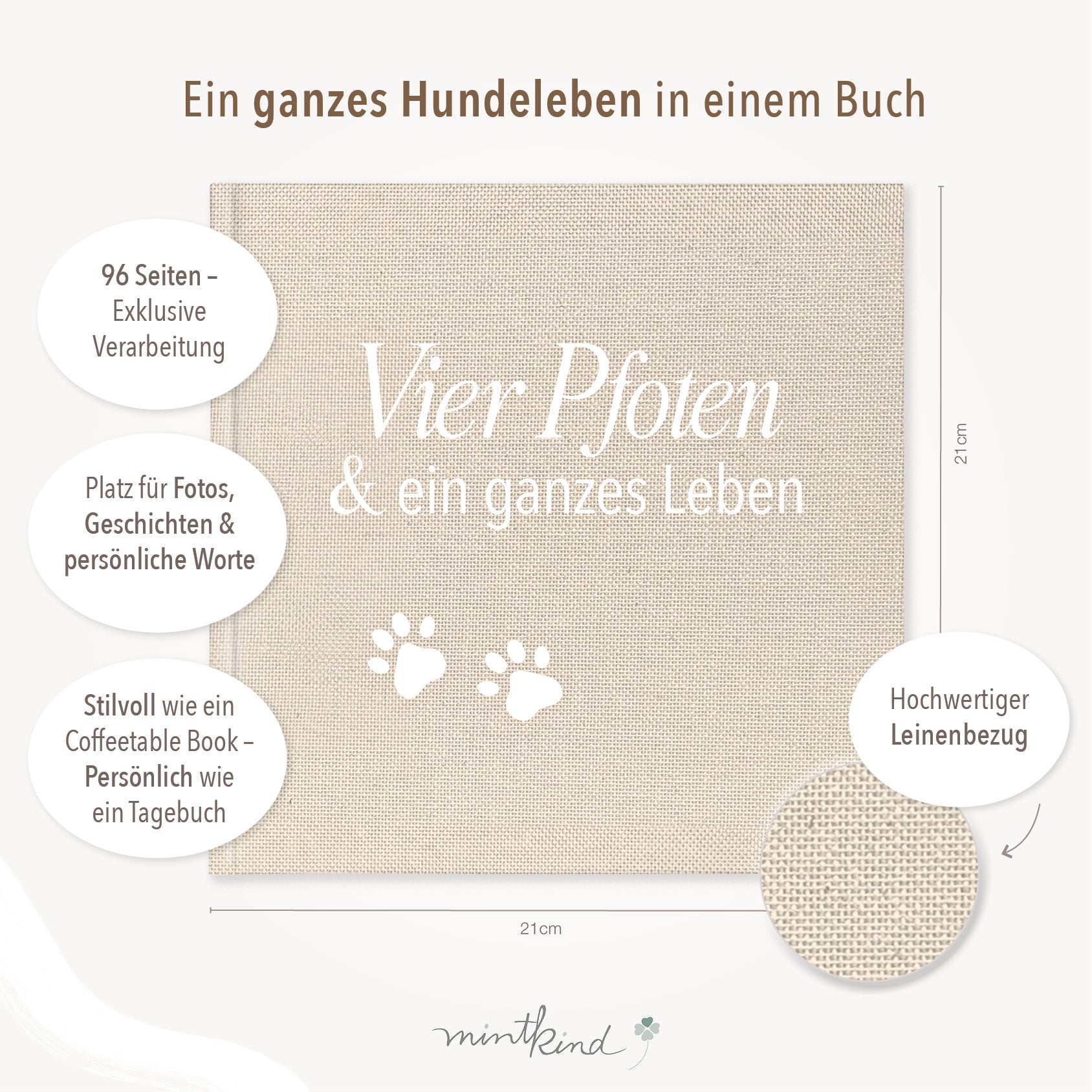 Erinnerungsbuch Familienhund beige Leinen