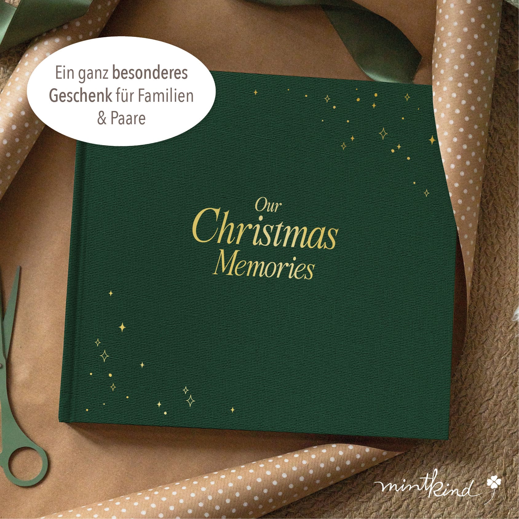 Erinnerungsbuch Weihnachten Familien grün