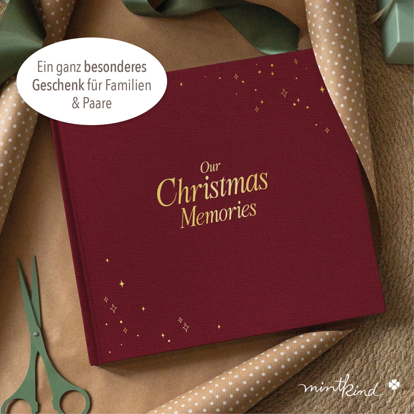 Erinnerungsbuch Weihnachten Familien rot