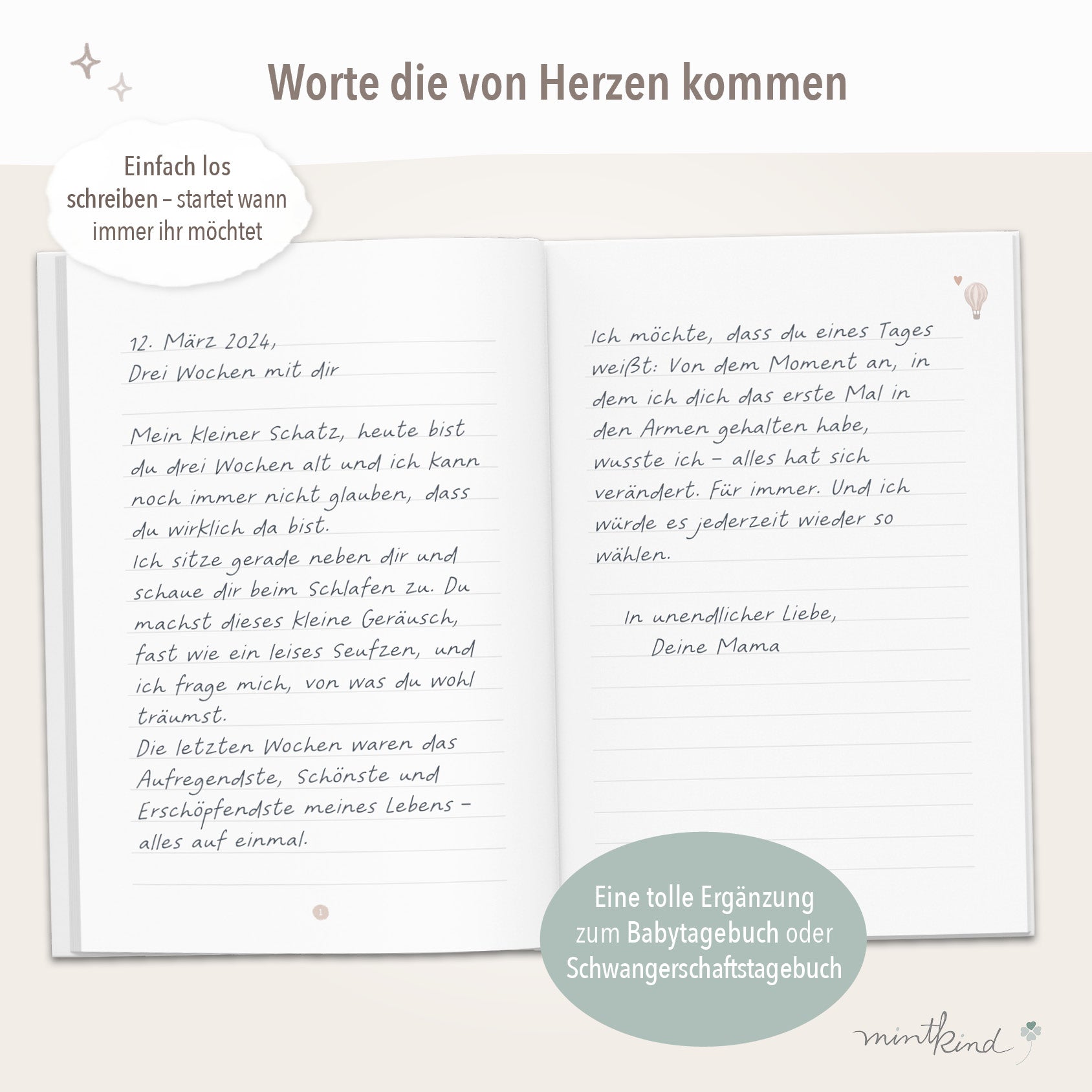 Erinnerungsbuch Briefe Baby Beige