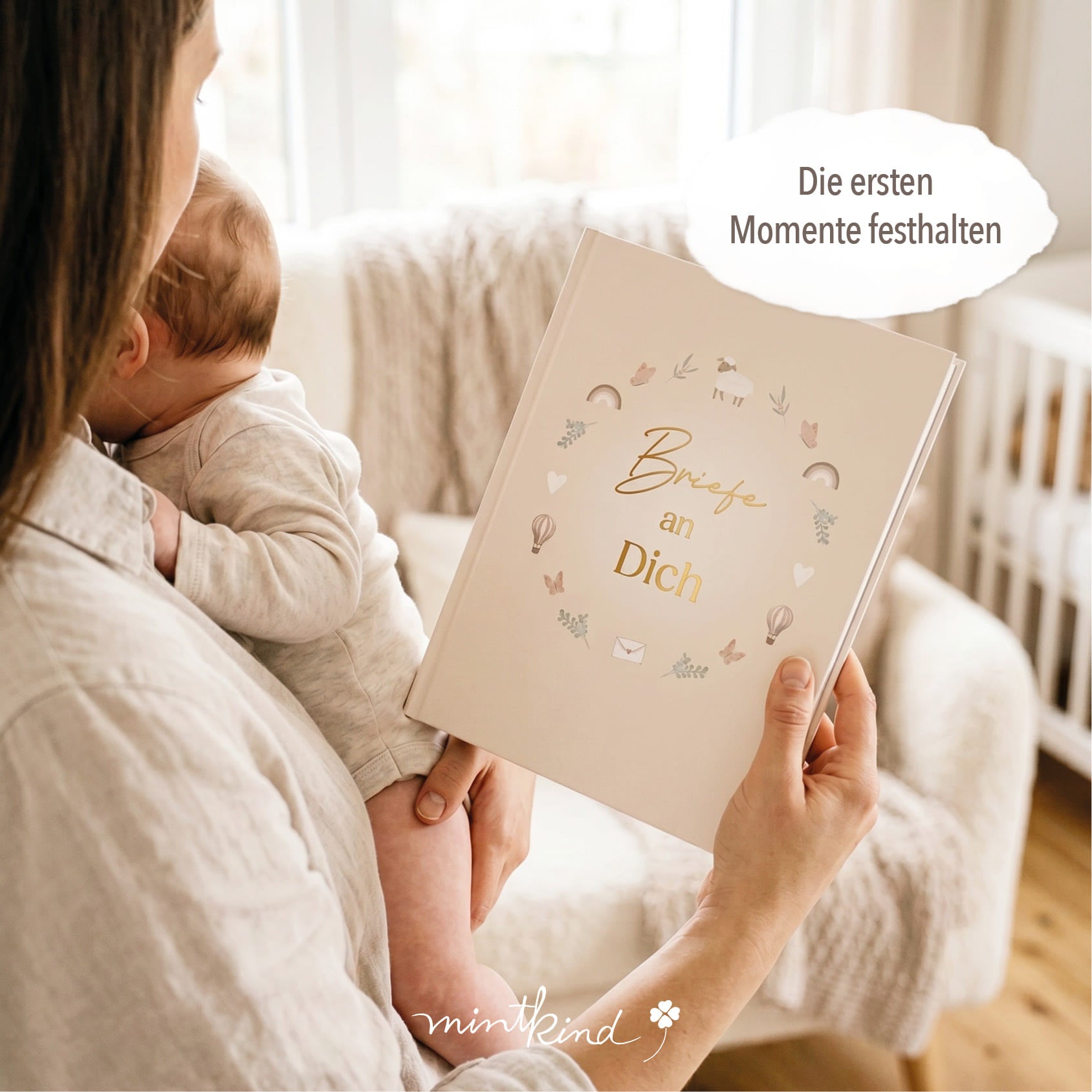 Erinnerungsbuch Briefe Baby Beige