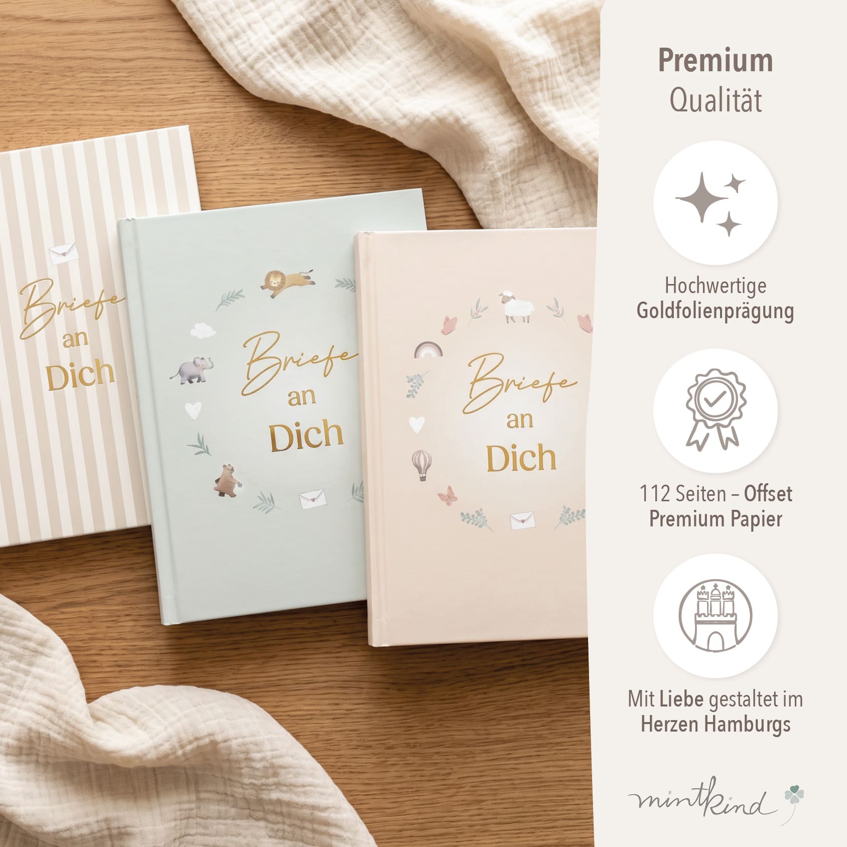 Erinnerungsbuch Briefe Baby Salbei