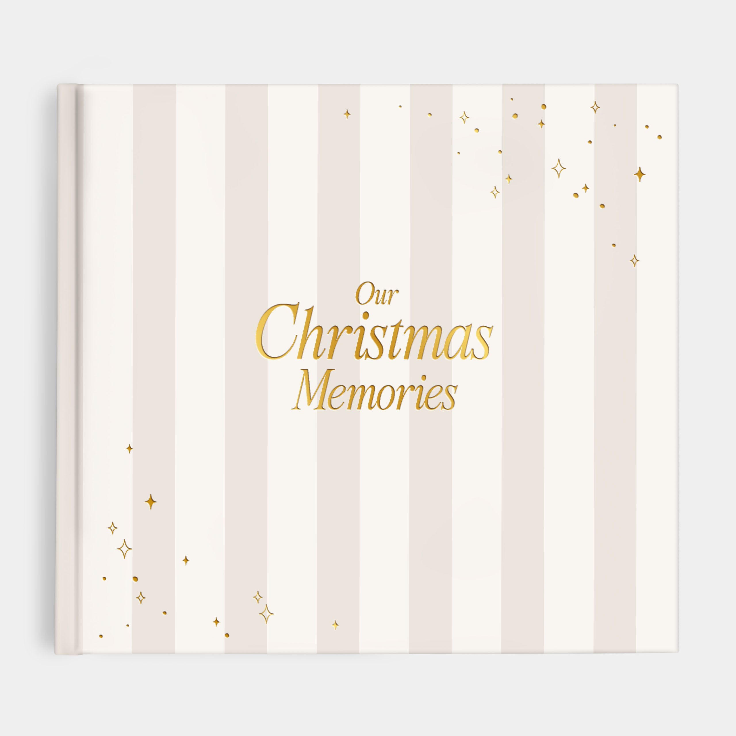Erinnerungsbuch Weihnachten Familien Streifen Beige