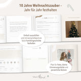 Erinnerungsbuch Weihnachten Familien Streifen Beige