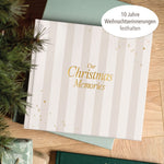 Erinnerungsbuch Weihnachten Familien Streifen Beige