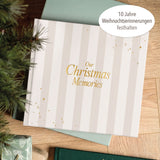 Erinnerungsbuch Weihnachten Familien Streifen Beige