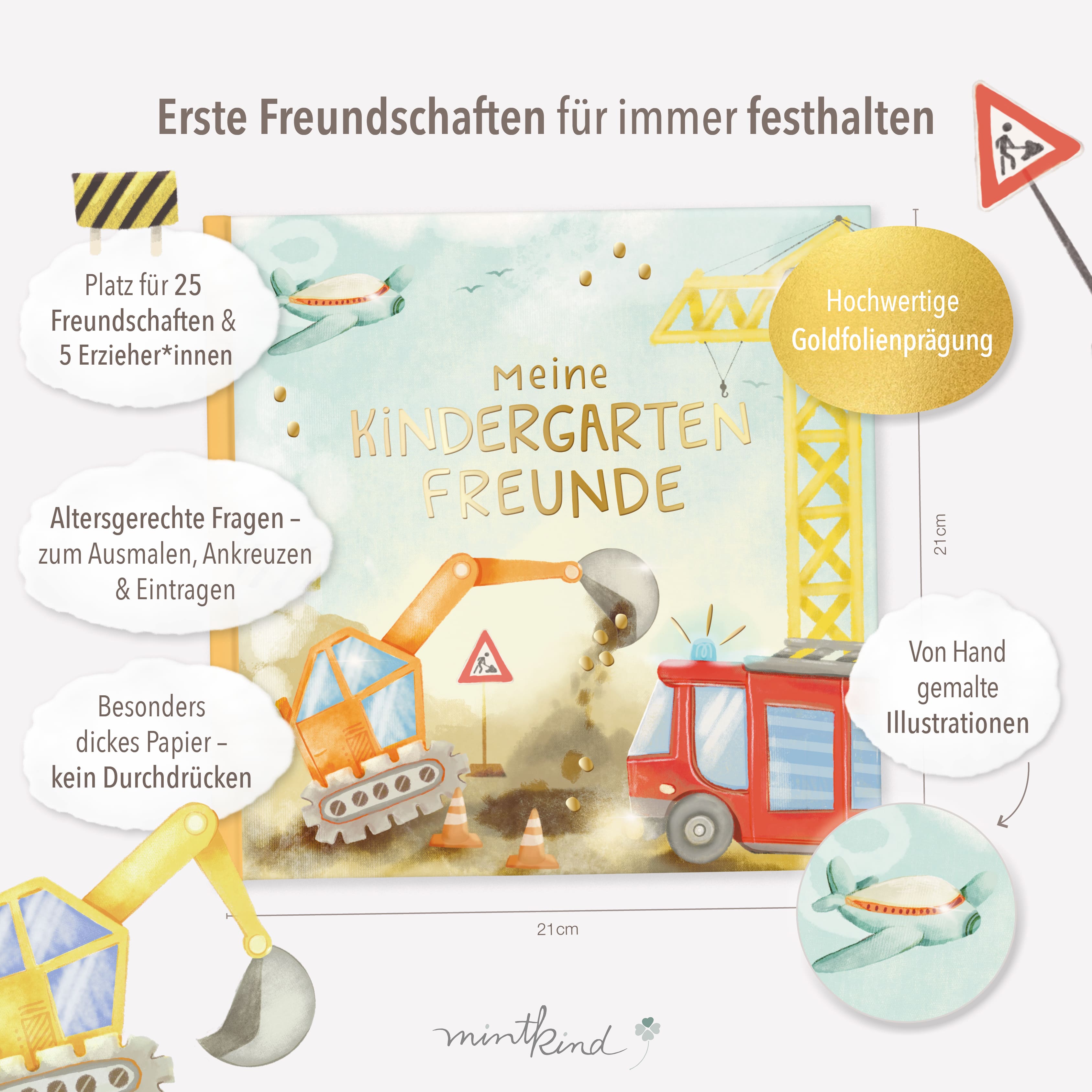 Freundebuch Fahrzeuge quadratisch groß 