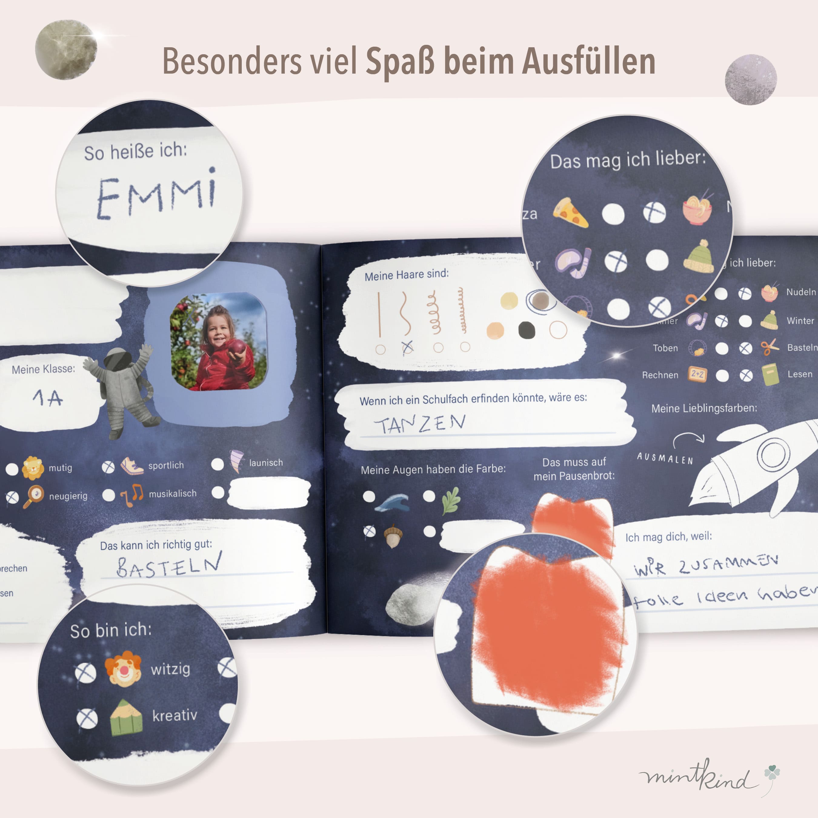 Freundebuch im Weltall-Design Blau