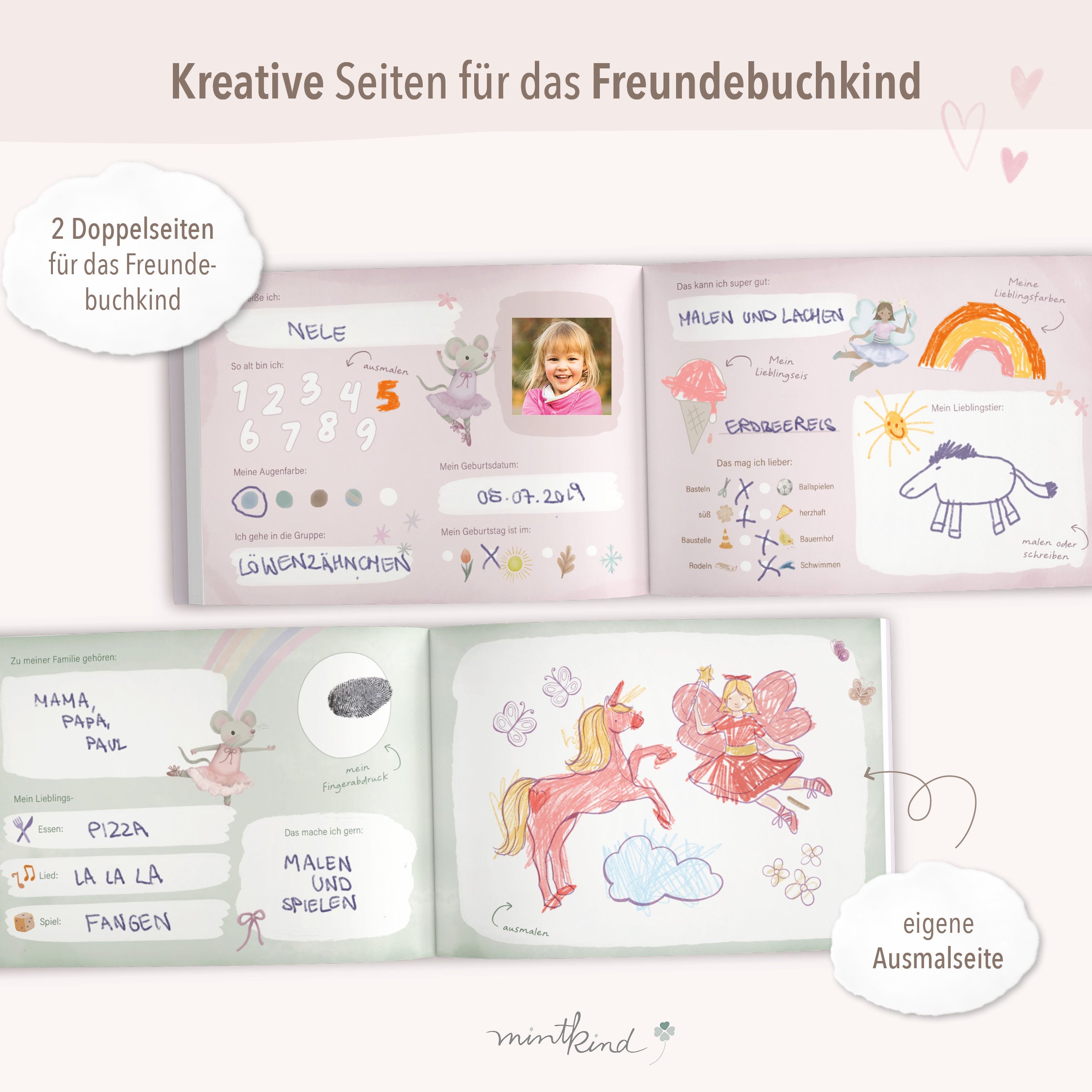 Freundebuch im Einhorn-Design türkis 