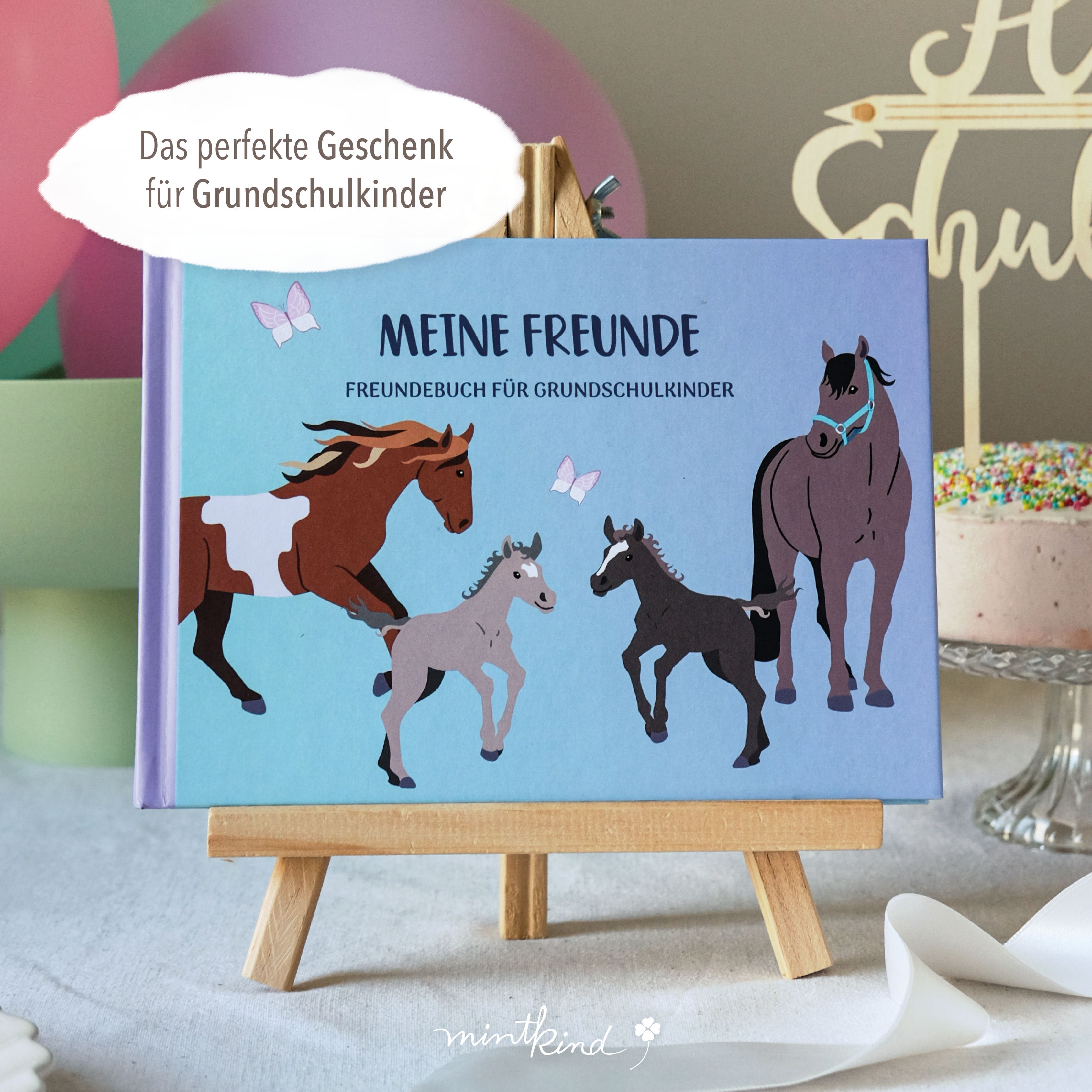 Freundebuch Pferde Cover Blau Grundschule