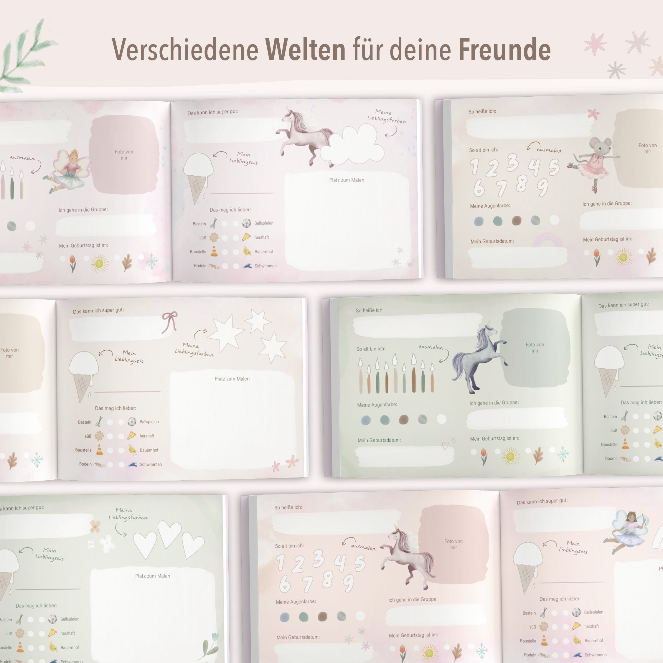 Freundebuch im Einhorn-Design türkis 