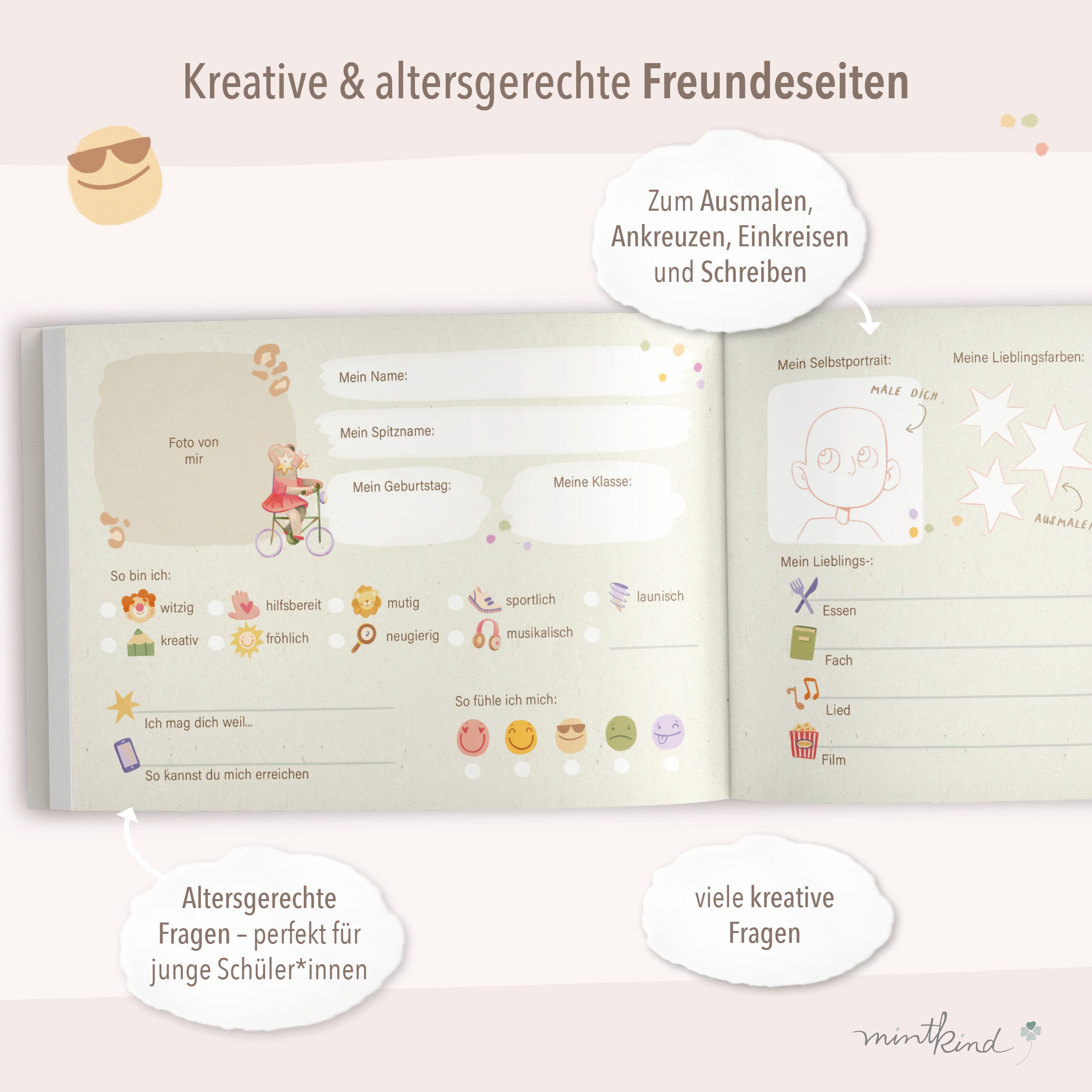 Freundebuch für die Schule Smileys