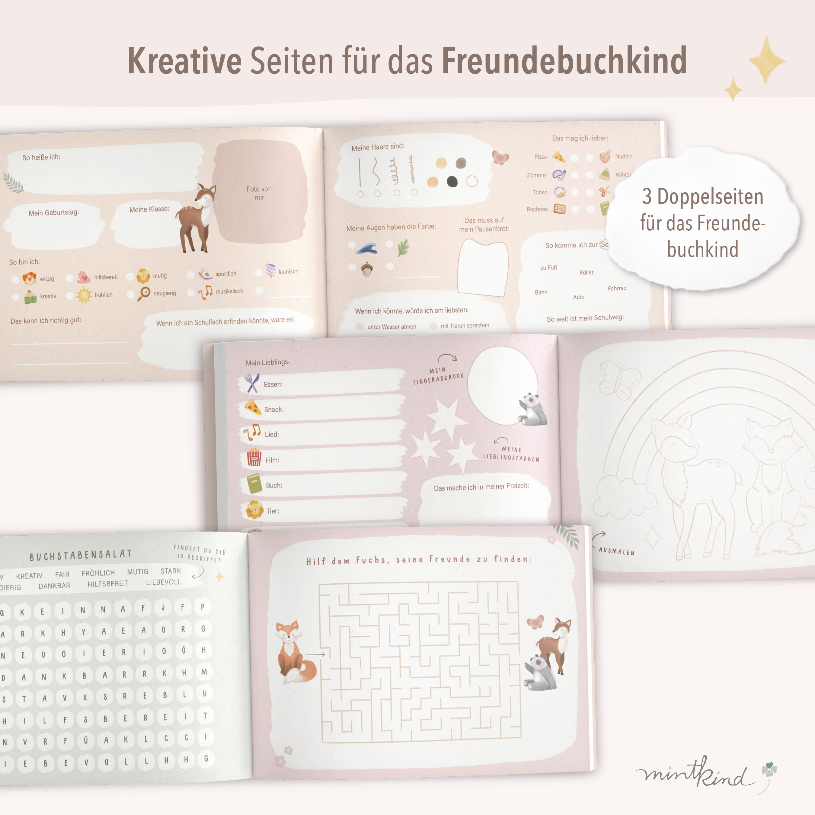 Freundebuch Grundschule im Waldtiere-Design