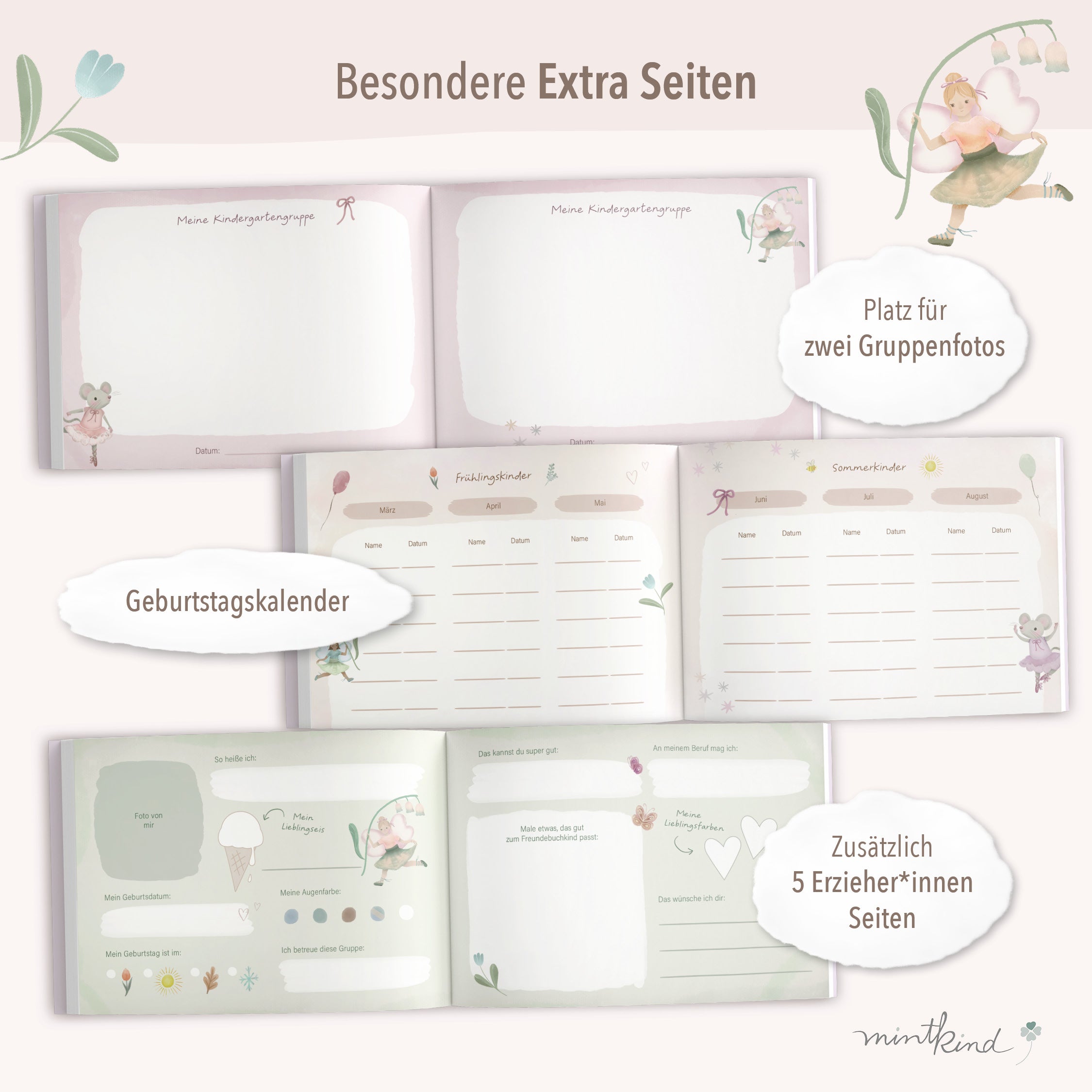 Freundebuch mit Ballerina-Motiv mit Seiten für Fotos