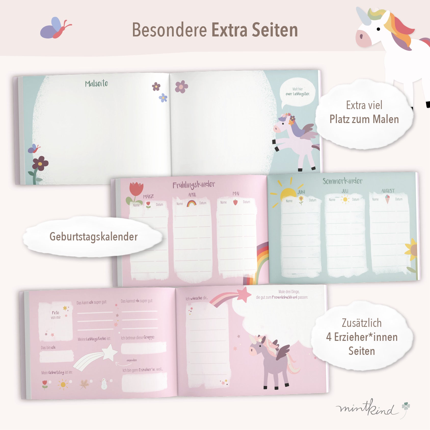 Freundebuch mit Ponys rosa