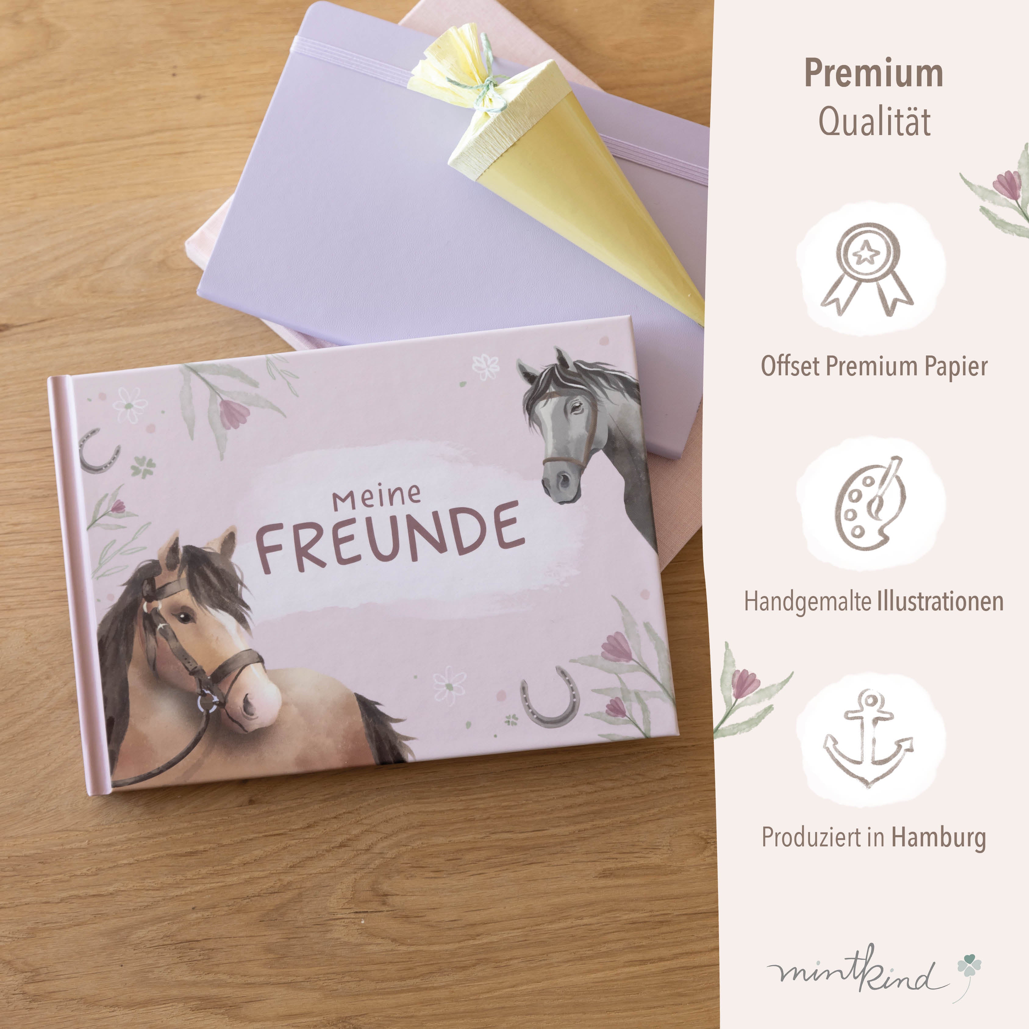 Freundebuch im Pferde-Design Rosa