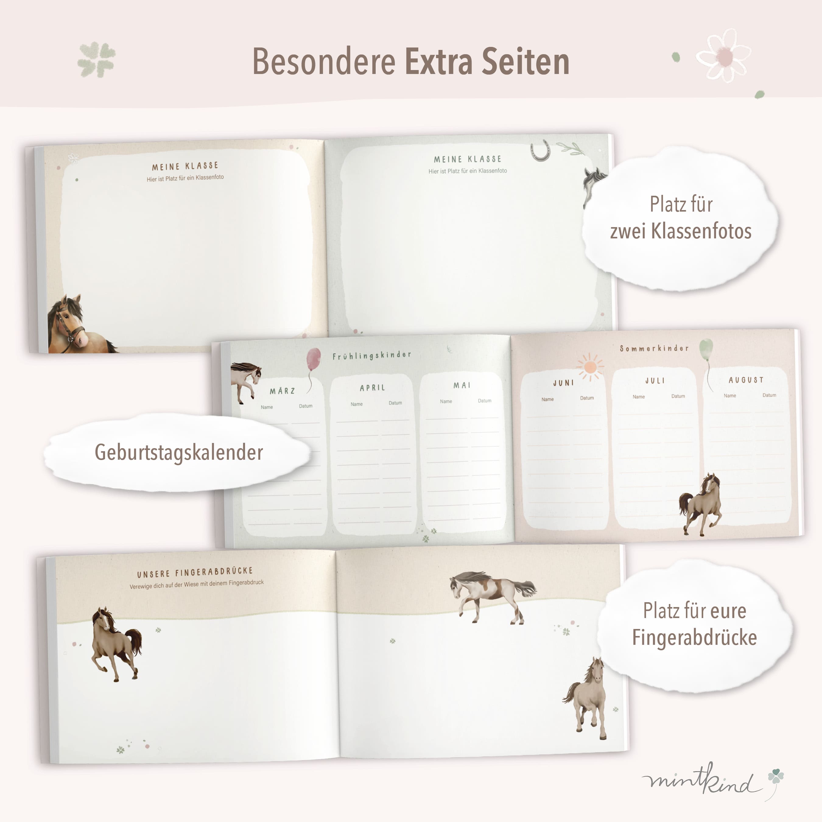 Freundebuch im Pferde-Design Beige