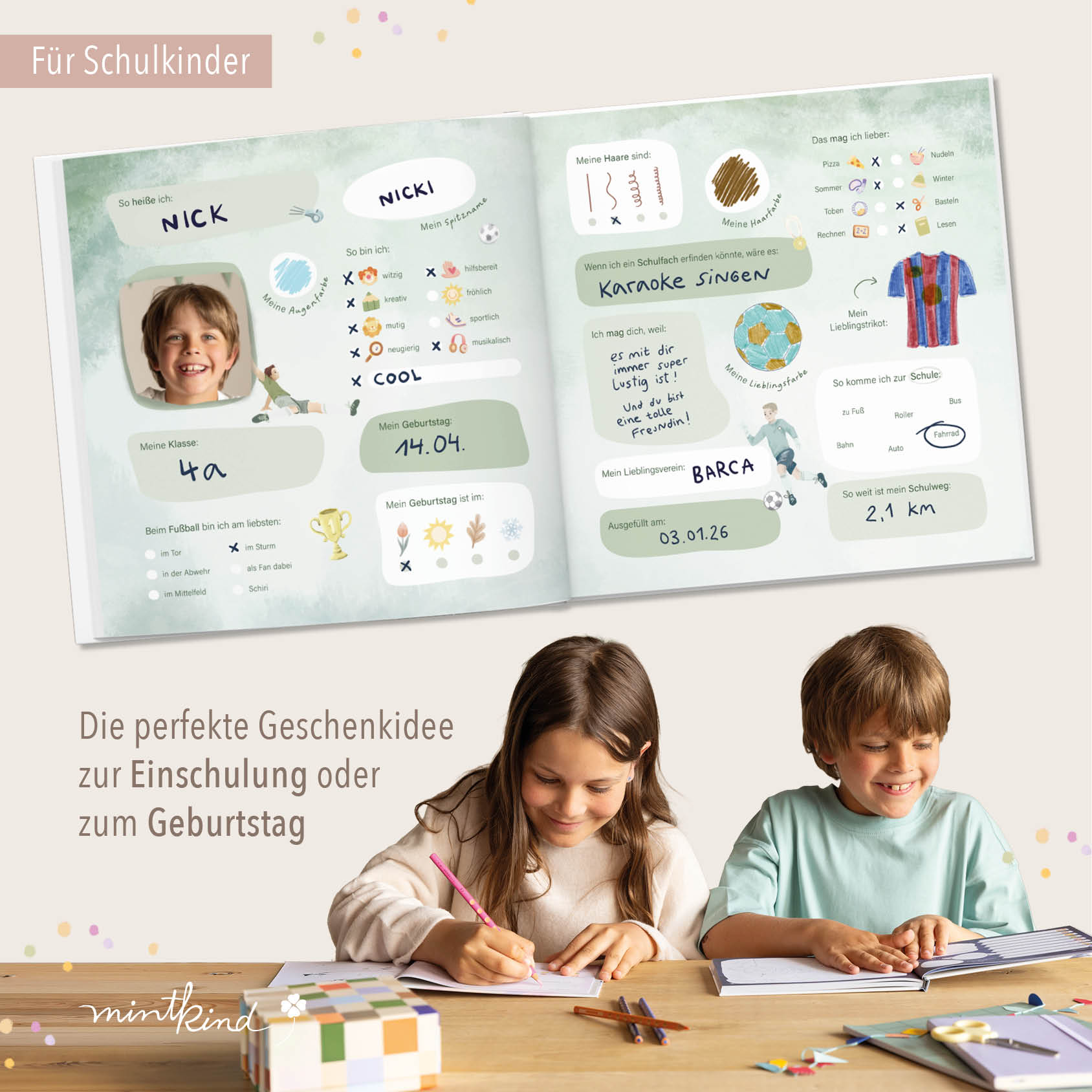 Freundebuch Grundschule Jungen Fußball groß 
