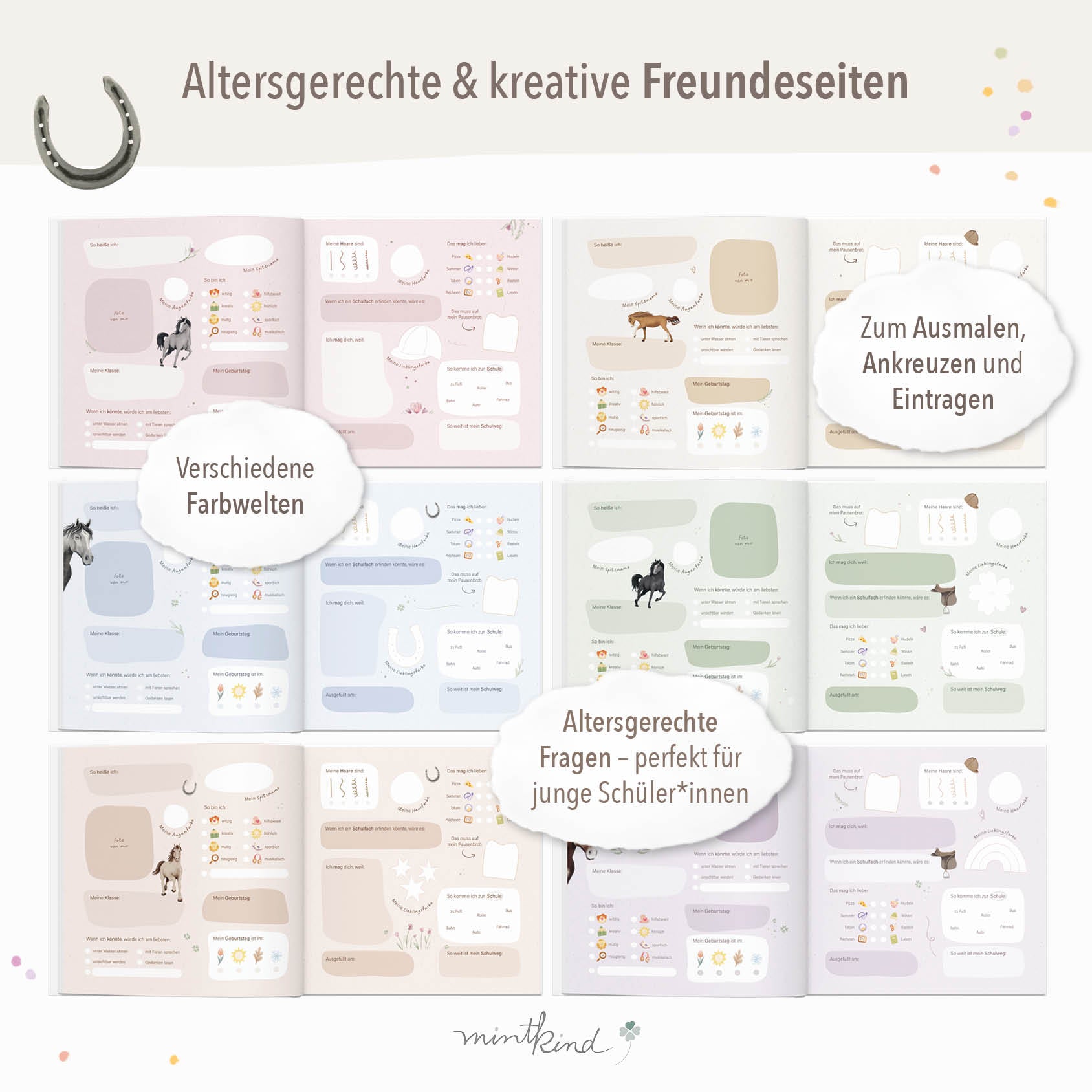 Freundebuch im Pferde-Design Grundschule Rosa groß