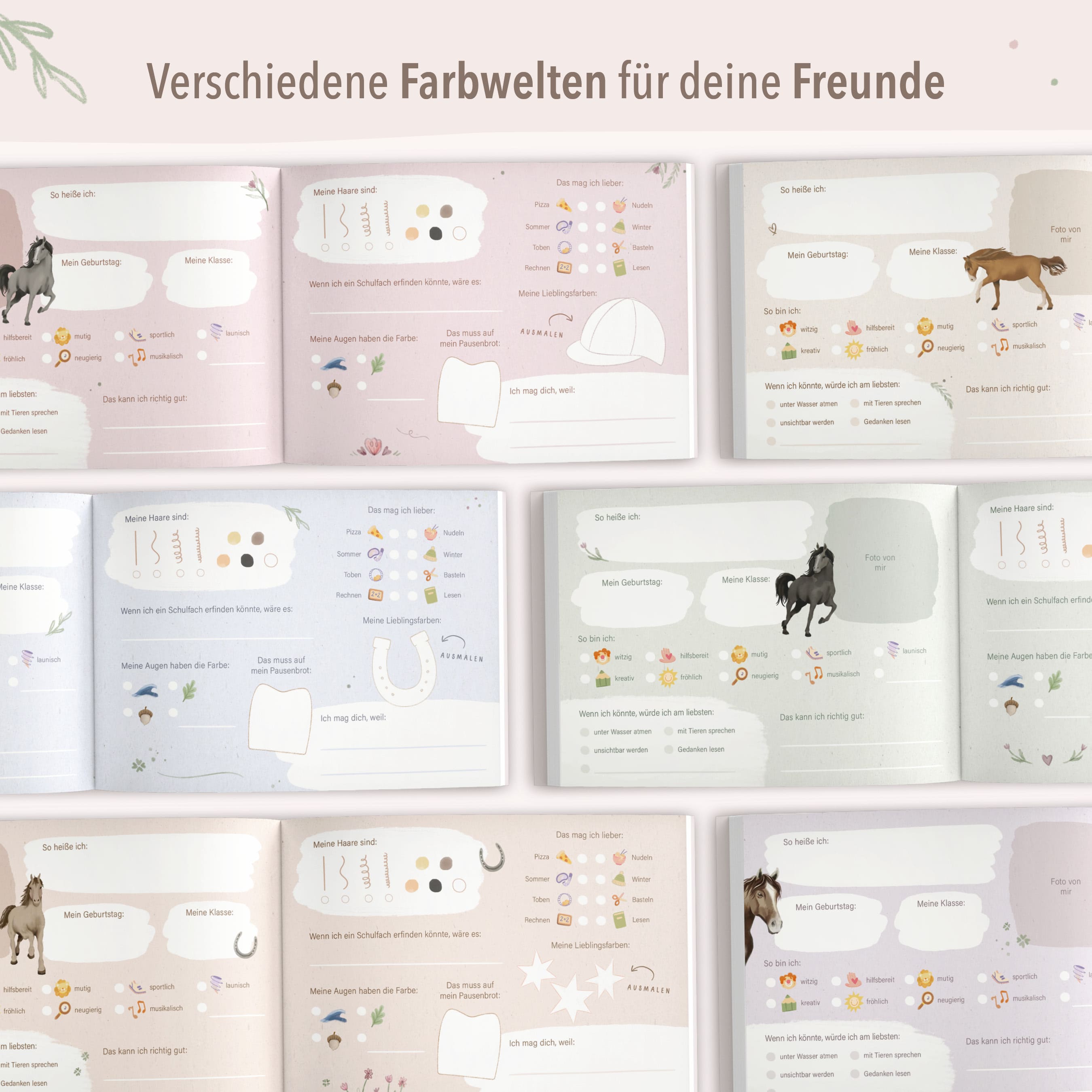 Freundebuch im Pferde-Design Rosa