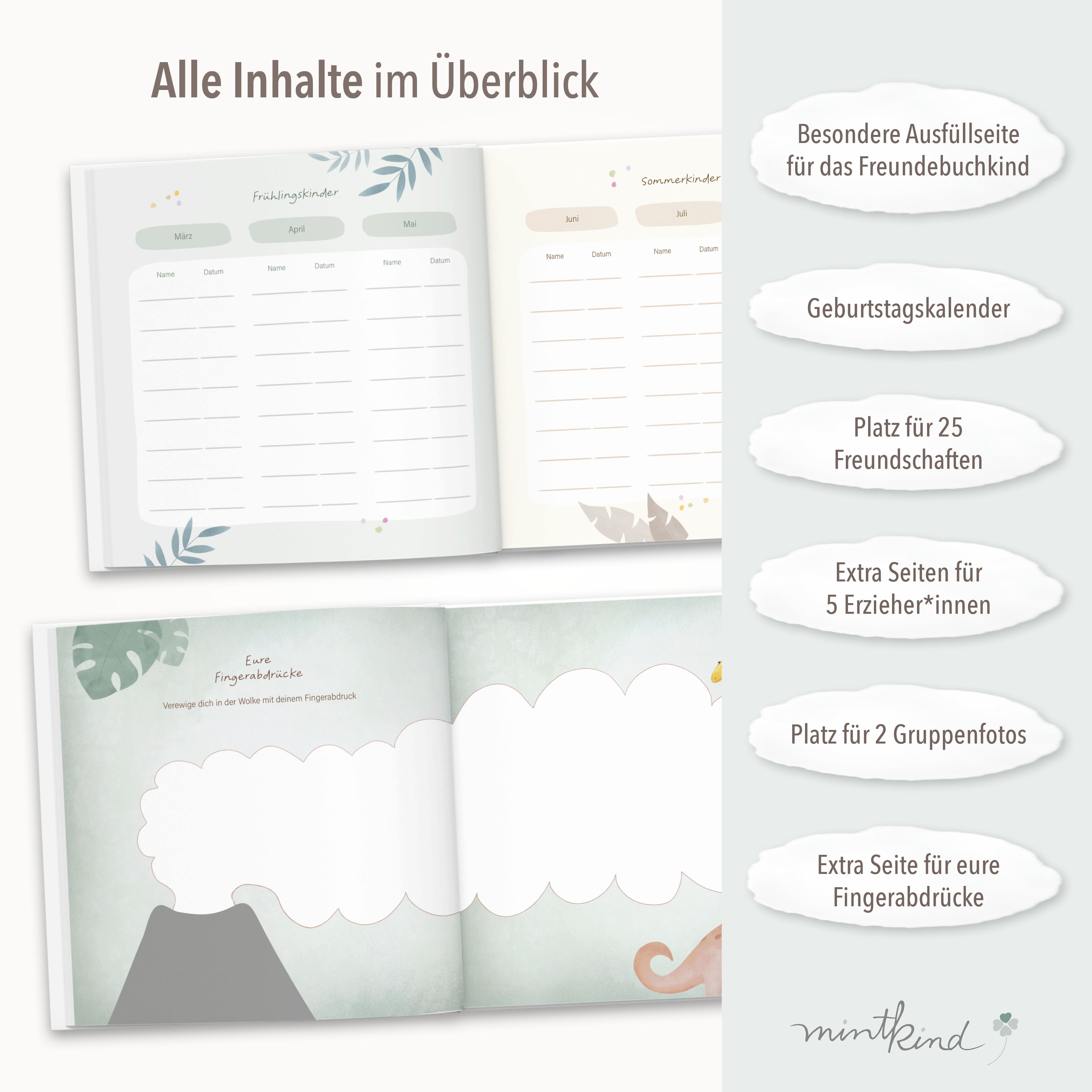 Freundebuch Kindergarten Dino quadratisch groß