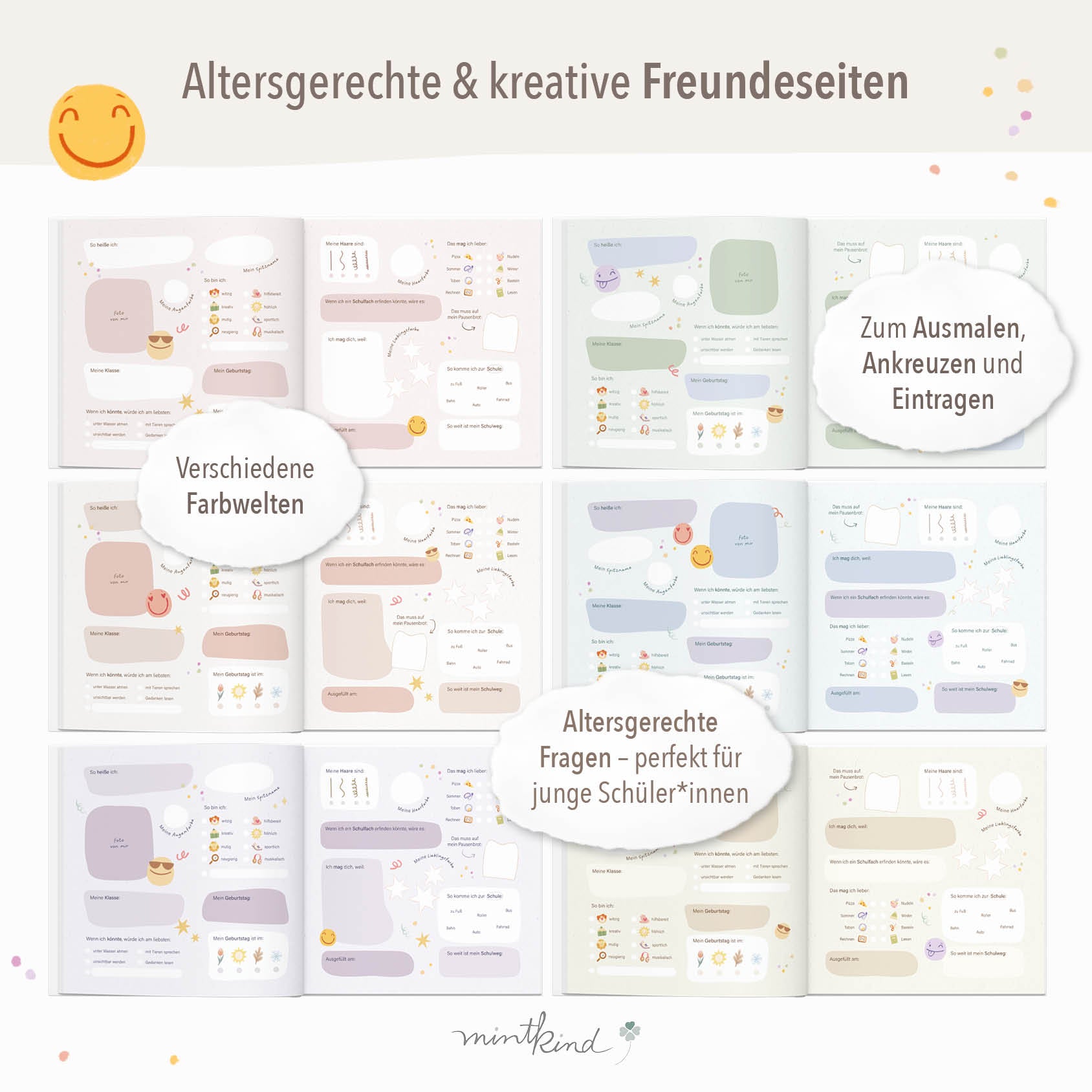 Freundebuch Grundschule Smileys groß