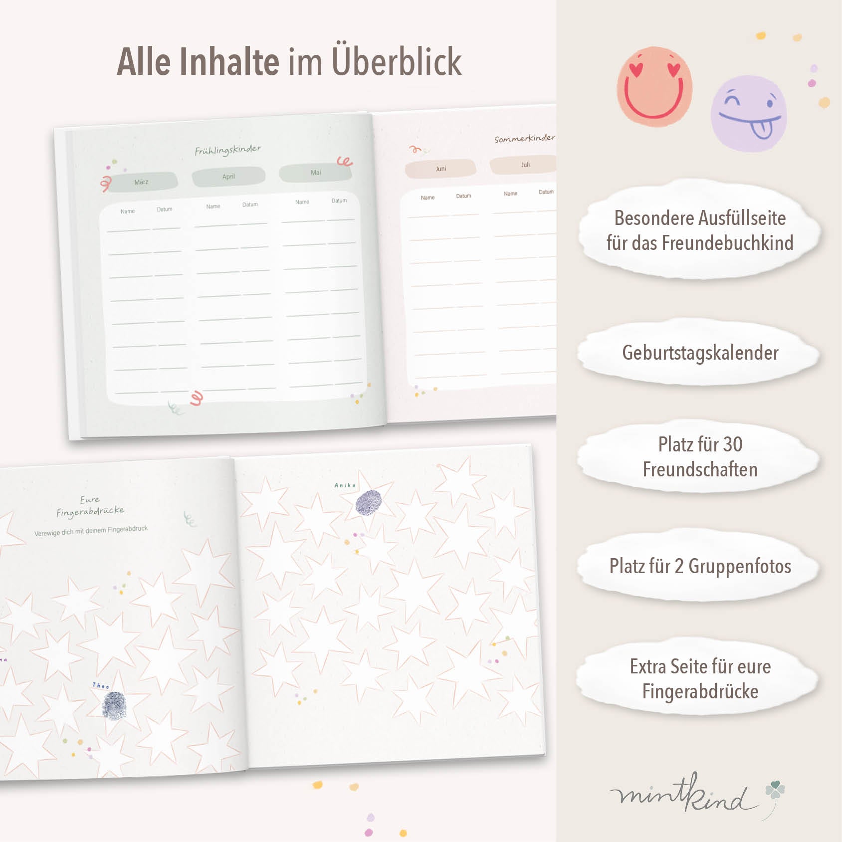 Freundebuch Grundschule Smileys groß