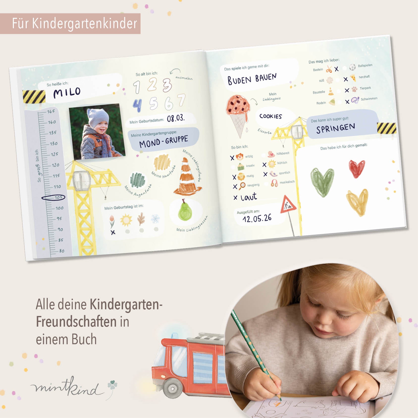 Freundebuch Fahrzeuge quadratisch groß 
