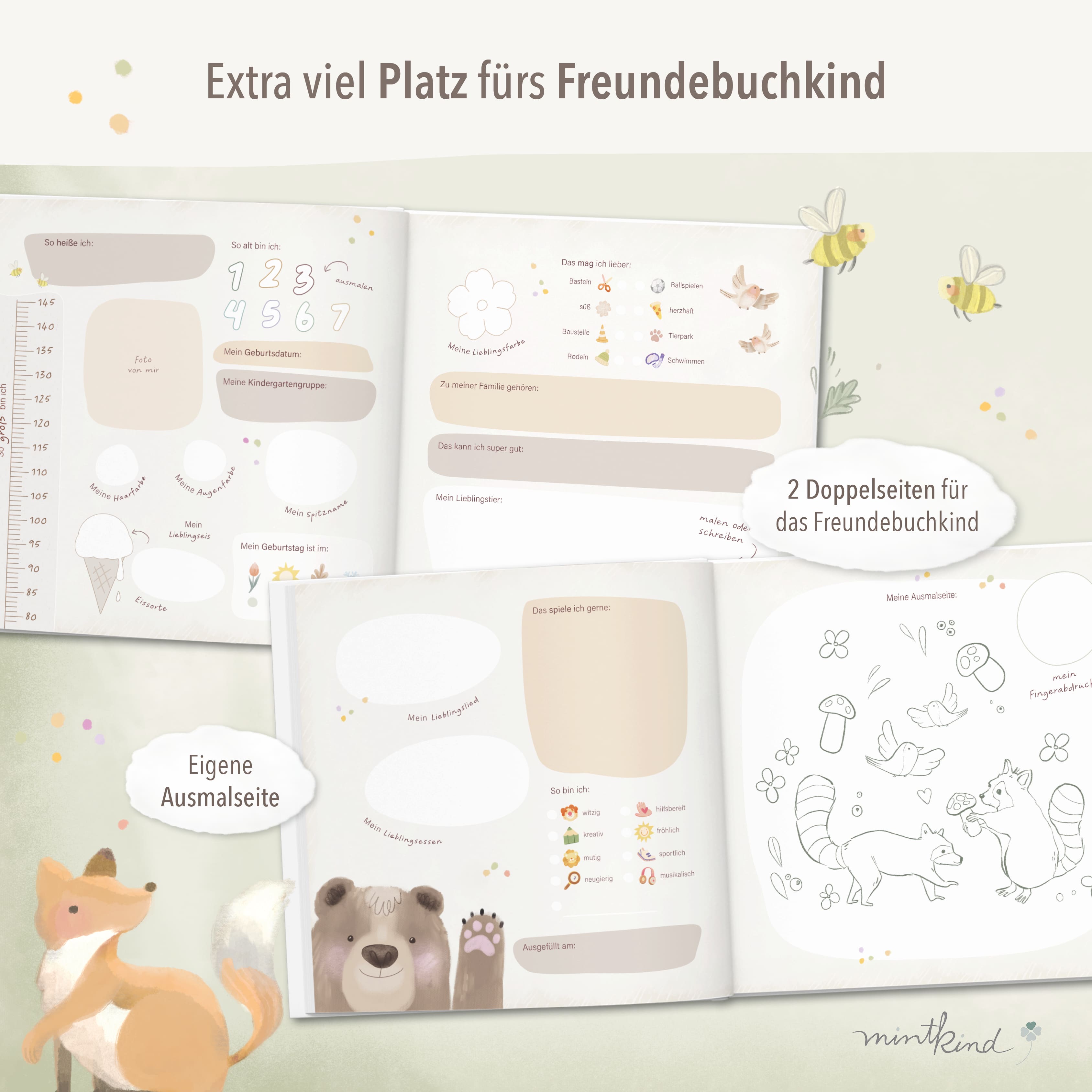 Freundebuch Kindergarten Wald quadratisch groß