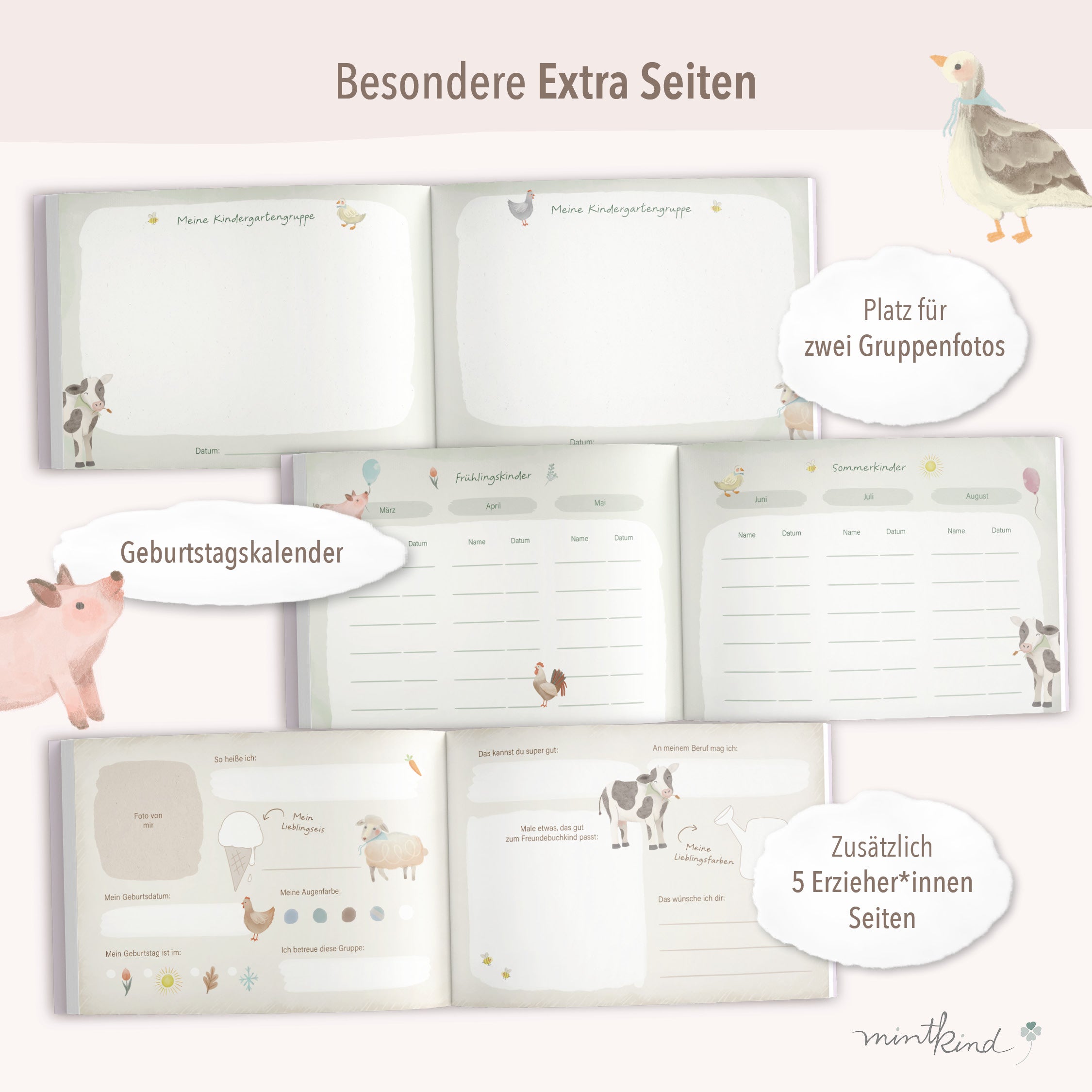 Freundschaftsbuch mit Bauernhof-Motiven 